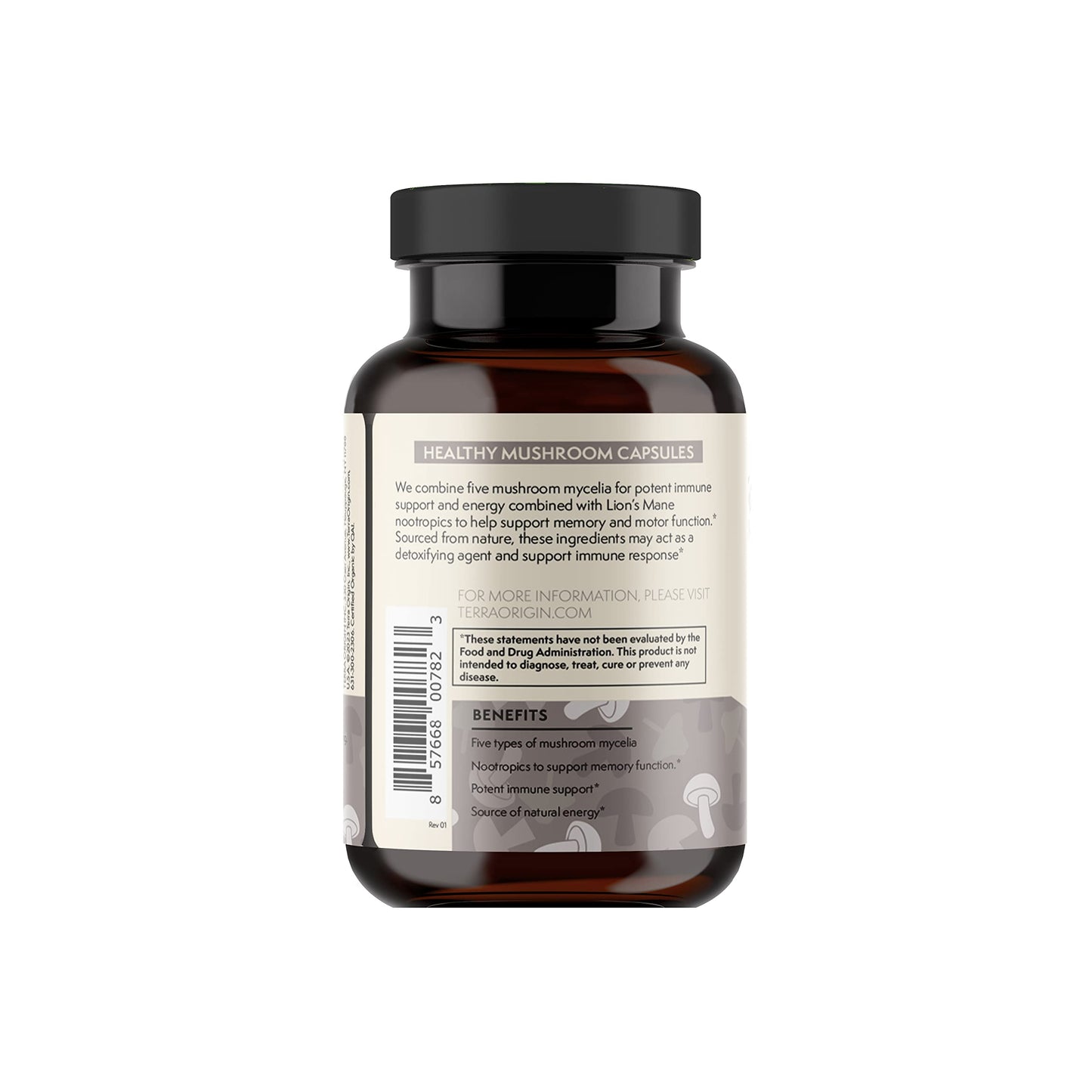TERRA ORIGIN Healthy Mushroom Complex Supplement 90 Capsules