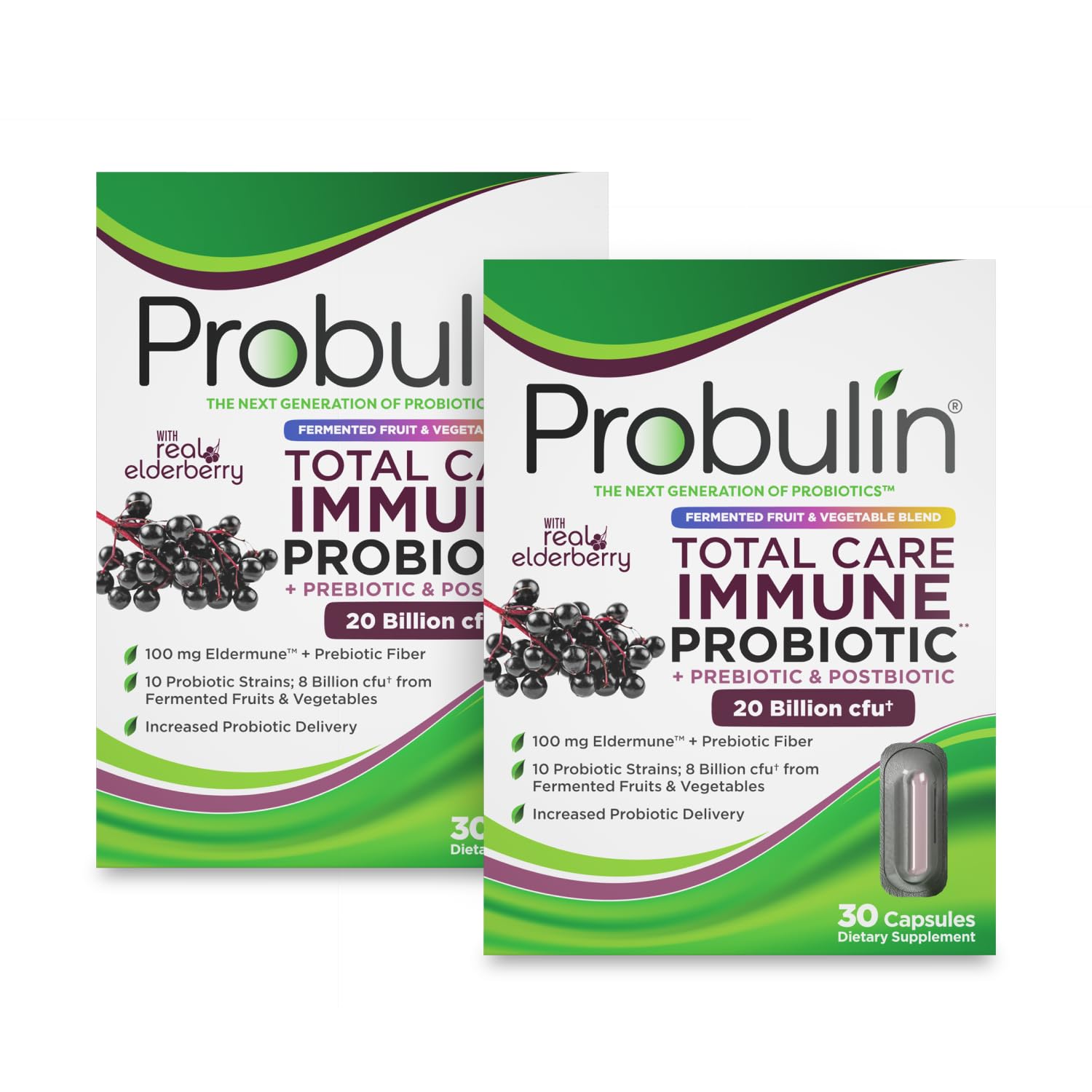 Probulin Total Care Immune Prebiotics + Probiotics + Postbiotics + Elderberry, 60 Capsules