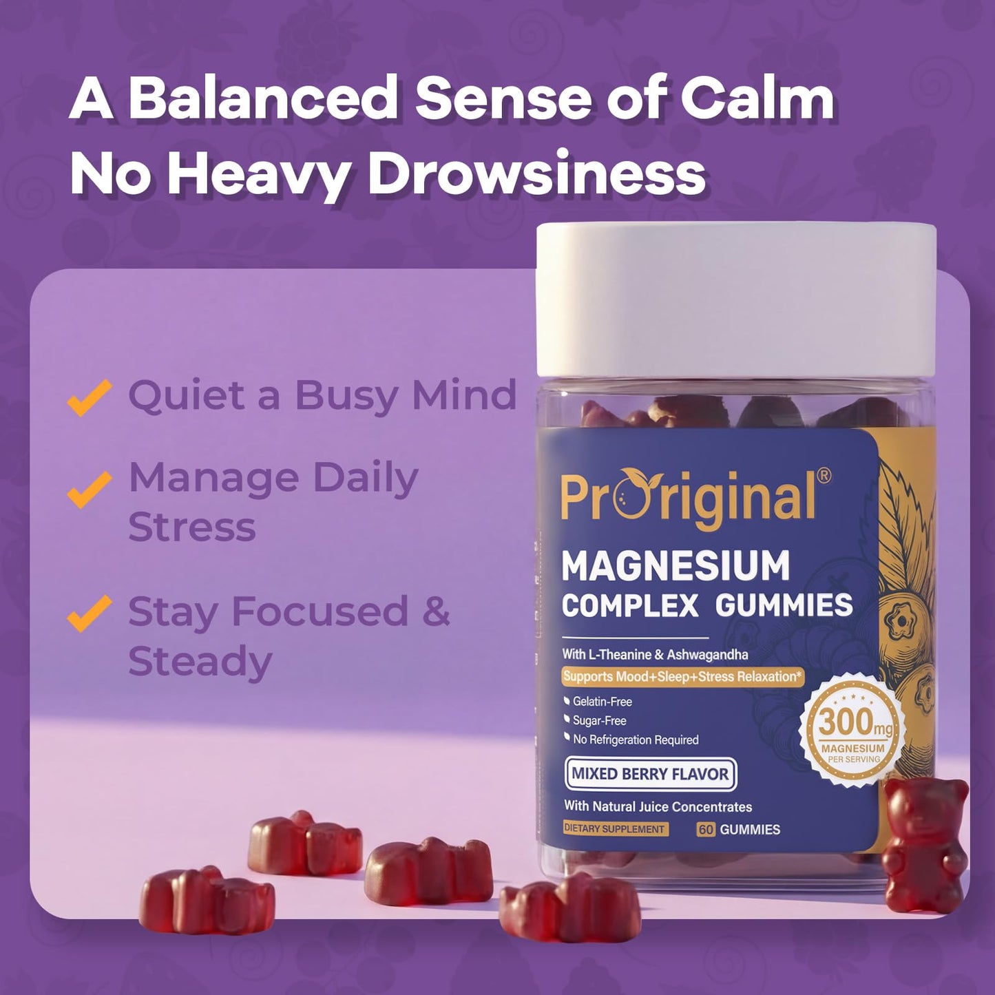 Proriginal Magnesium Gummies for Stress & Sleep Gummy 180