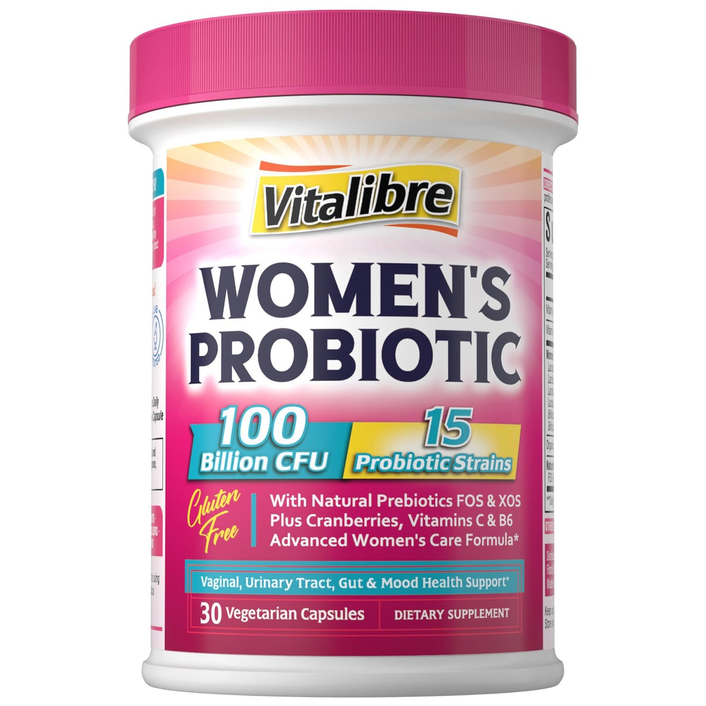 Vitalibre Women's Probiotics 100 Billion CFU & Magnesium Complex Supplement 6 in 1, 150 Capsules