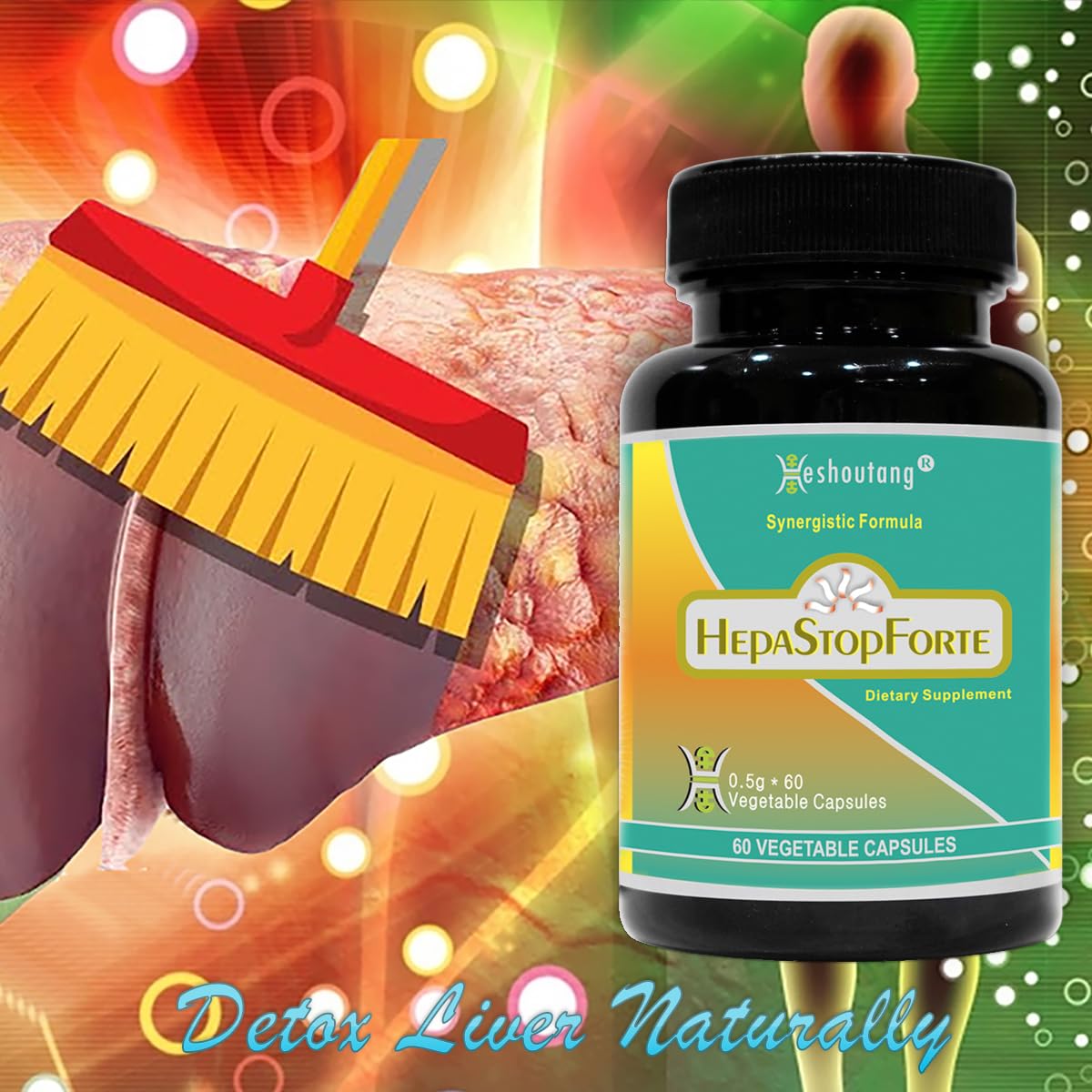 Heshoutang HepaStopForte Herbal Liver System Cleanser Capsule 60 Count