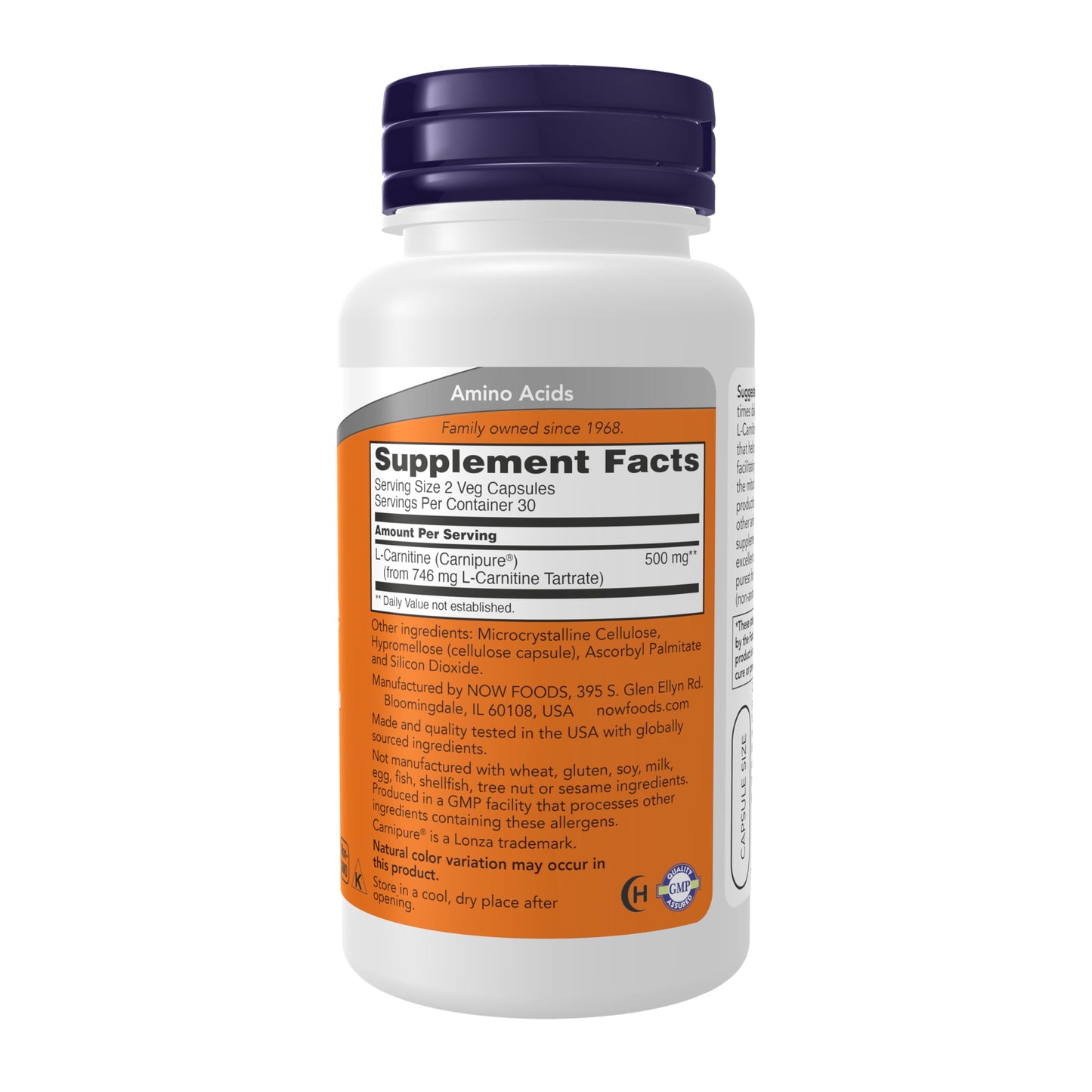 NOW Foods L-Carnitine 250 mg Veg Capsules, 60 Count