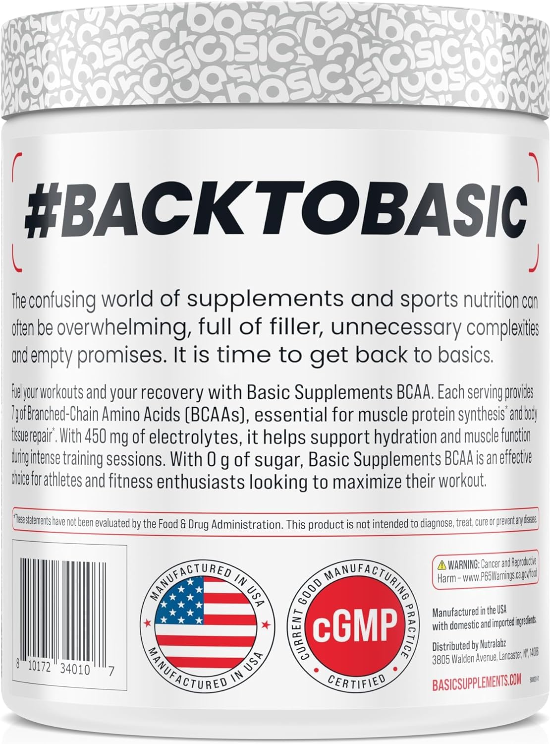 BASIC SUPPLEMENTS BCAA Powder 22.2 oz