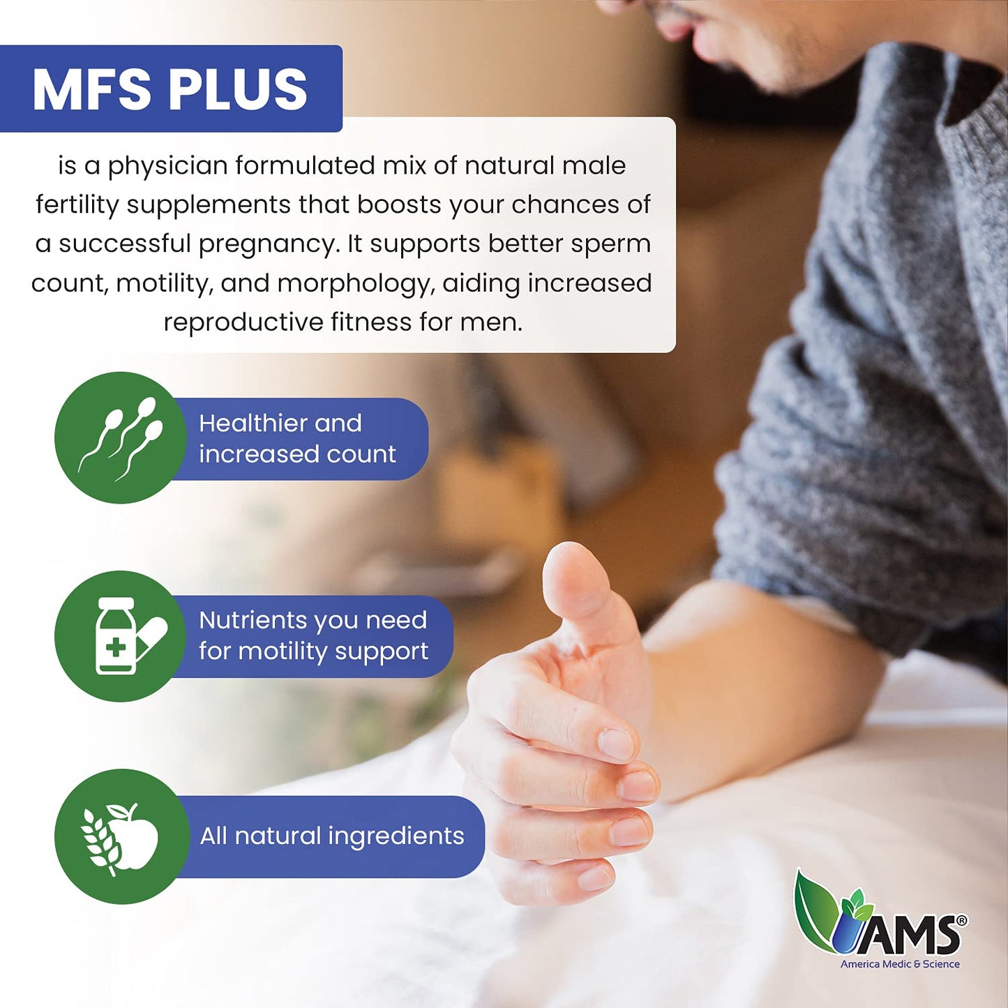 America Medic & Science MFS Plus Fertility Supplements for Men Capsule, 60 Count