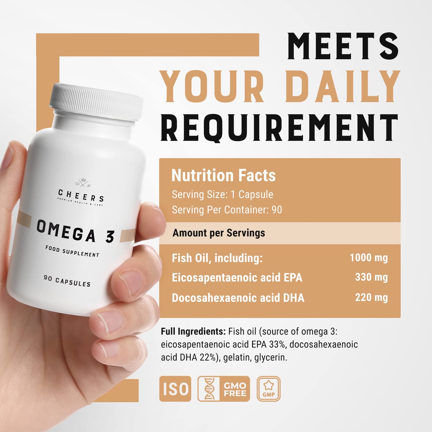 CHEERS Omega-3 Supplement Capsules, 90 Capsules
