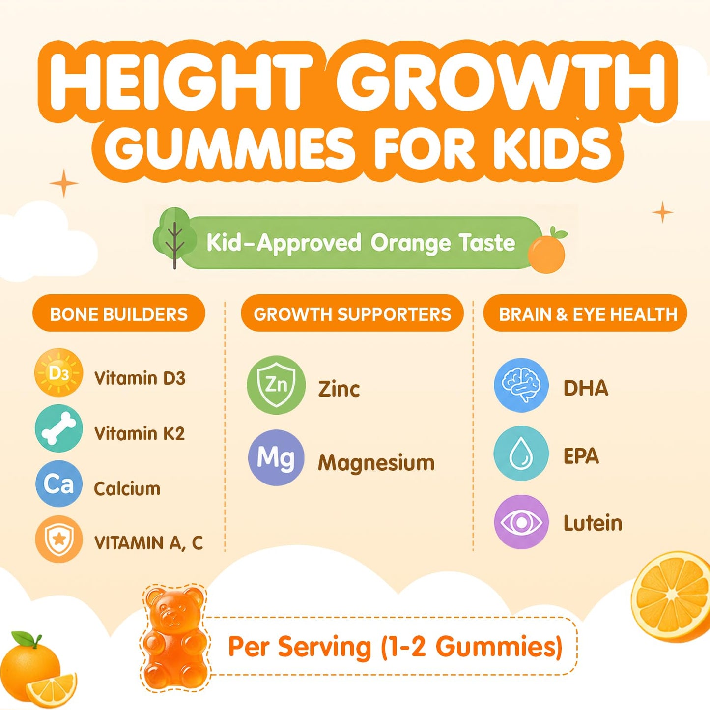 ABYSSUS Kids Height Growth Gummies, 60 Count