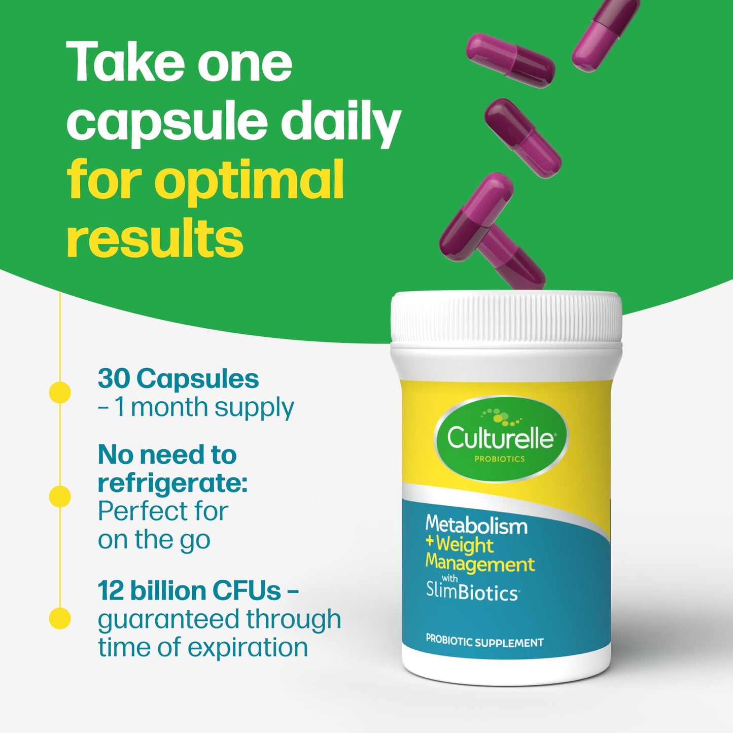 Culturelle Metabolism + Weight Management with SlimBiotics Probiotic Capsules, 30 Count