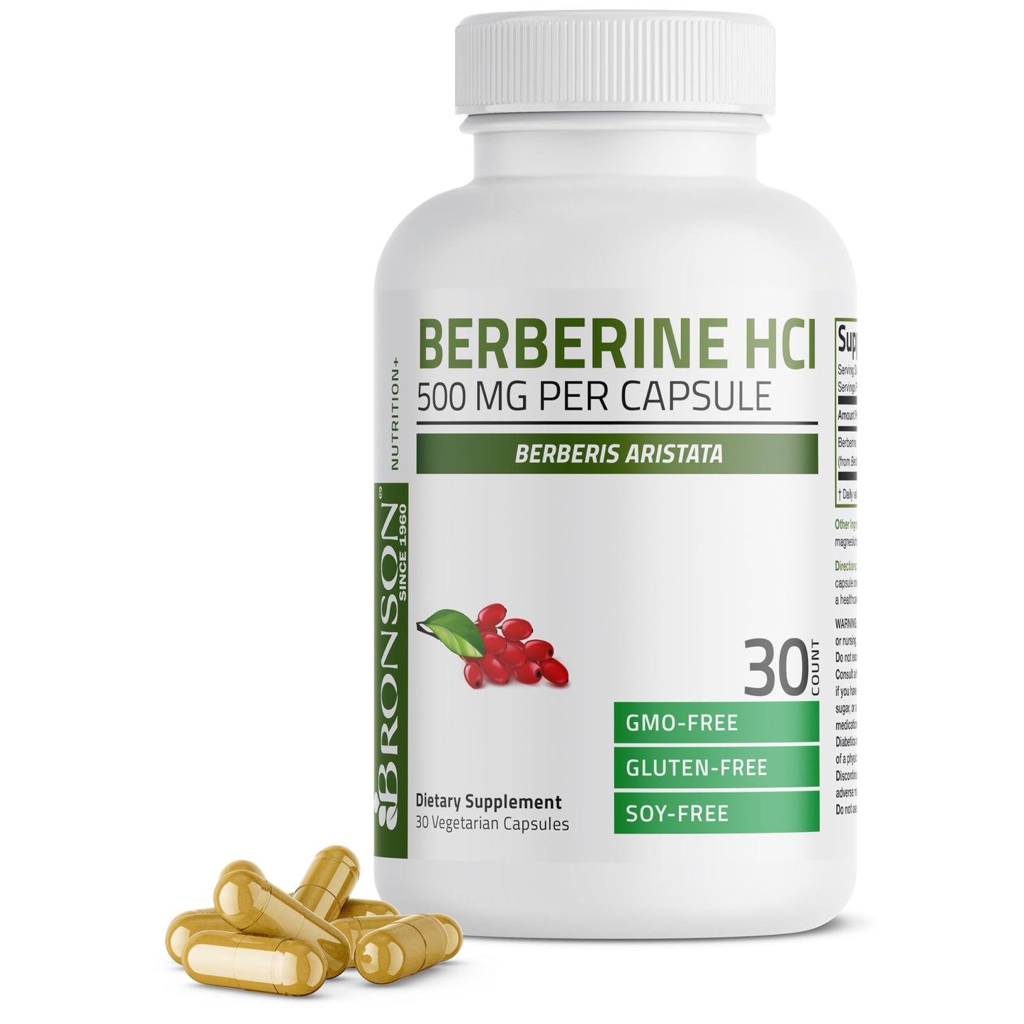 Bronson Berberine HCl 500 mg Capsule, 30 Count