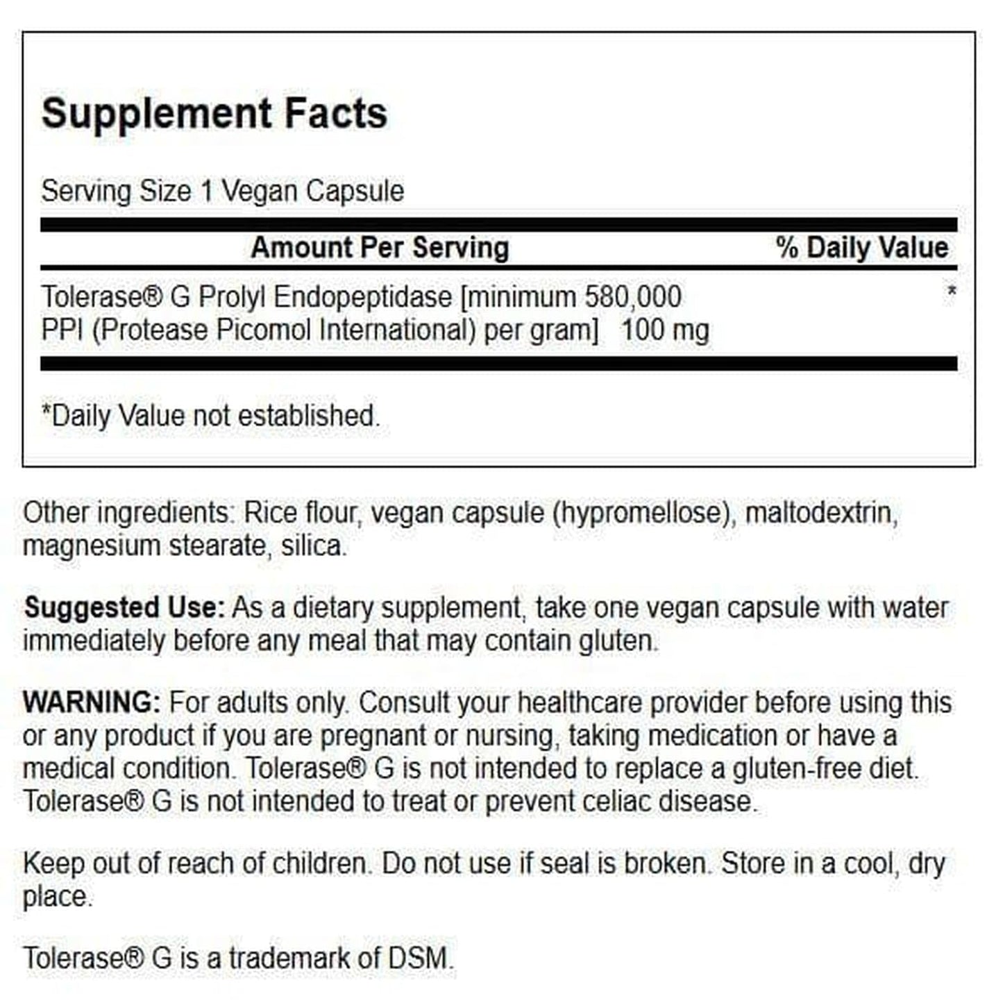 Swanson Gluten Rid with Tolerase G 100 mg 90 Vegan Capsules
