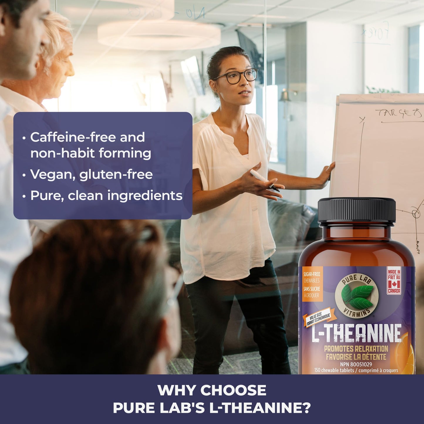 Pure Lab Vitamins L-Theanine 125mg Capsule, 150 Capsules