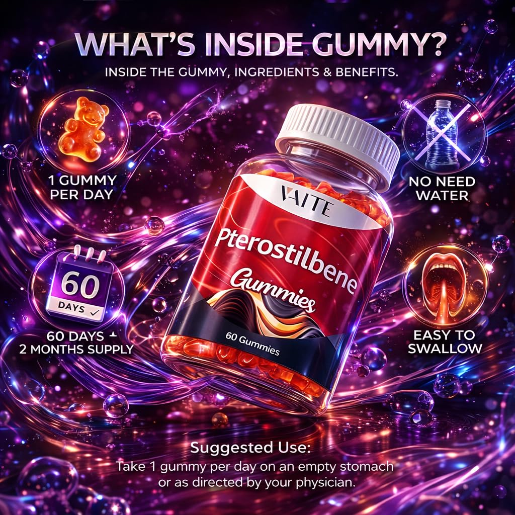 VAITE Pterostilbene Supplement Gummies 250mg, 60 Count