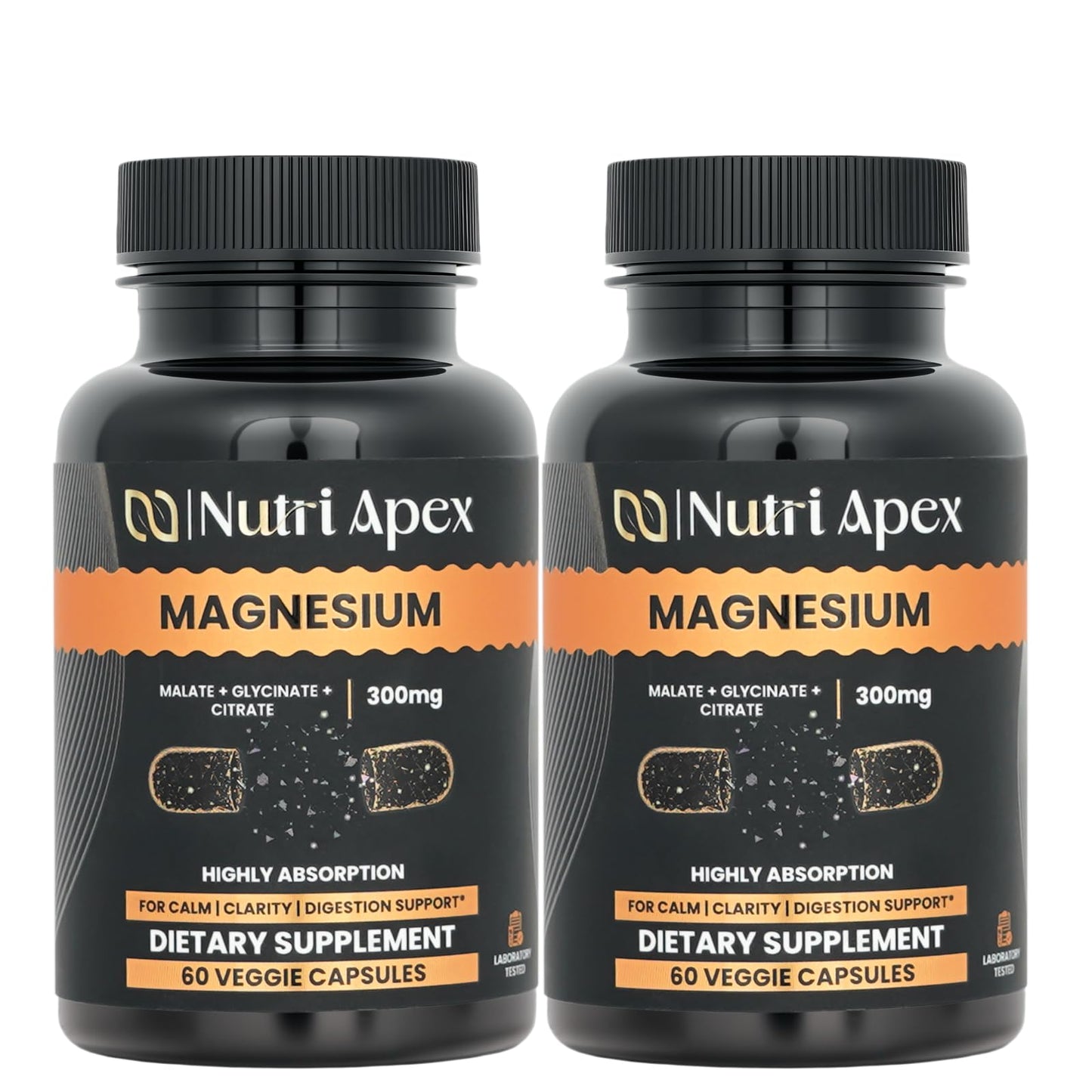 Nutri Apex Magnesium Complex 300mg – Malate, Glycinate & Citrate Capsules, 120 Count