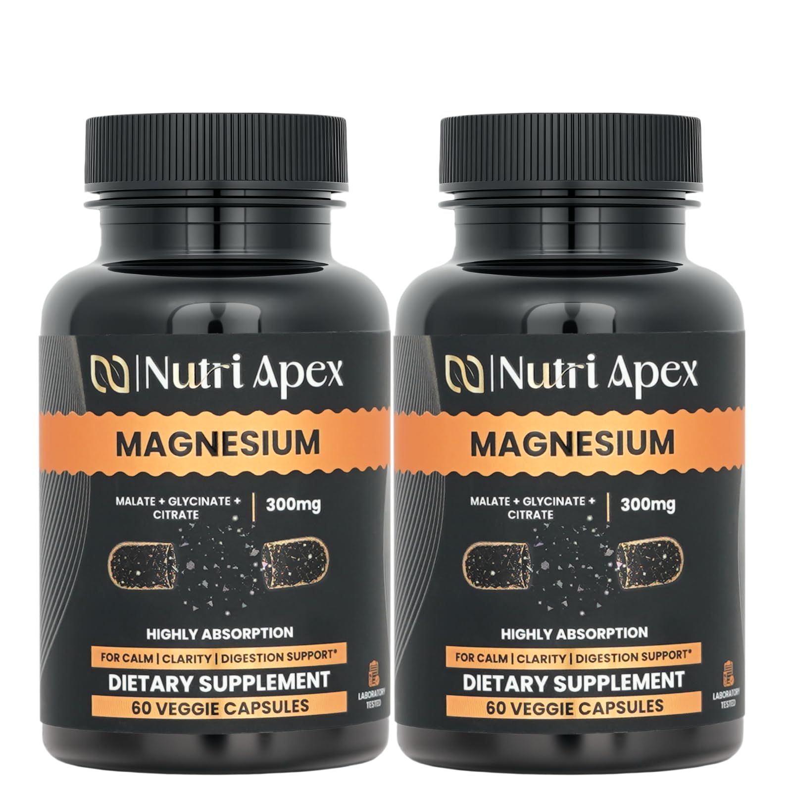 Nutri Apex Magnesium Complex 300mg – Malate, Glycinate & Citrate Capsules, 120 Count