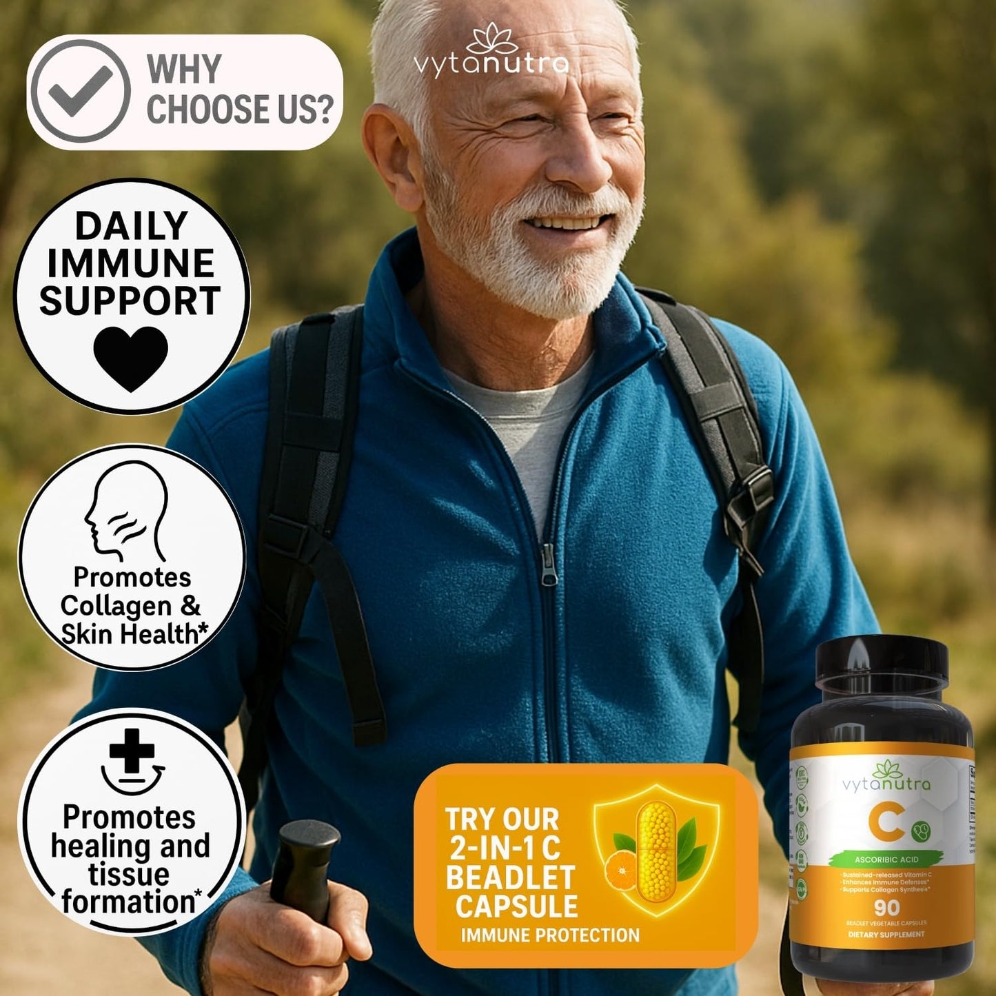 Vytanutra Immune Support Vitamin C with Iron Capsule, 90 Count