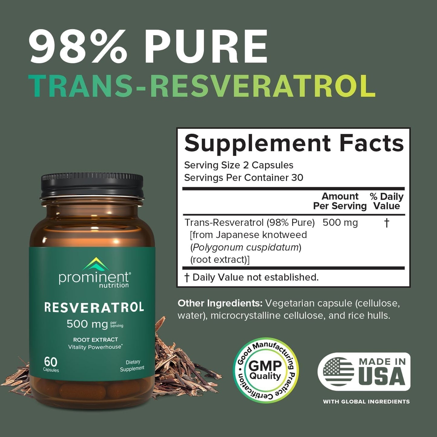 Prominent Nutrition Trans-Resveratrol Capsule, 120 Count