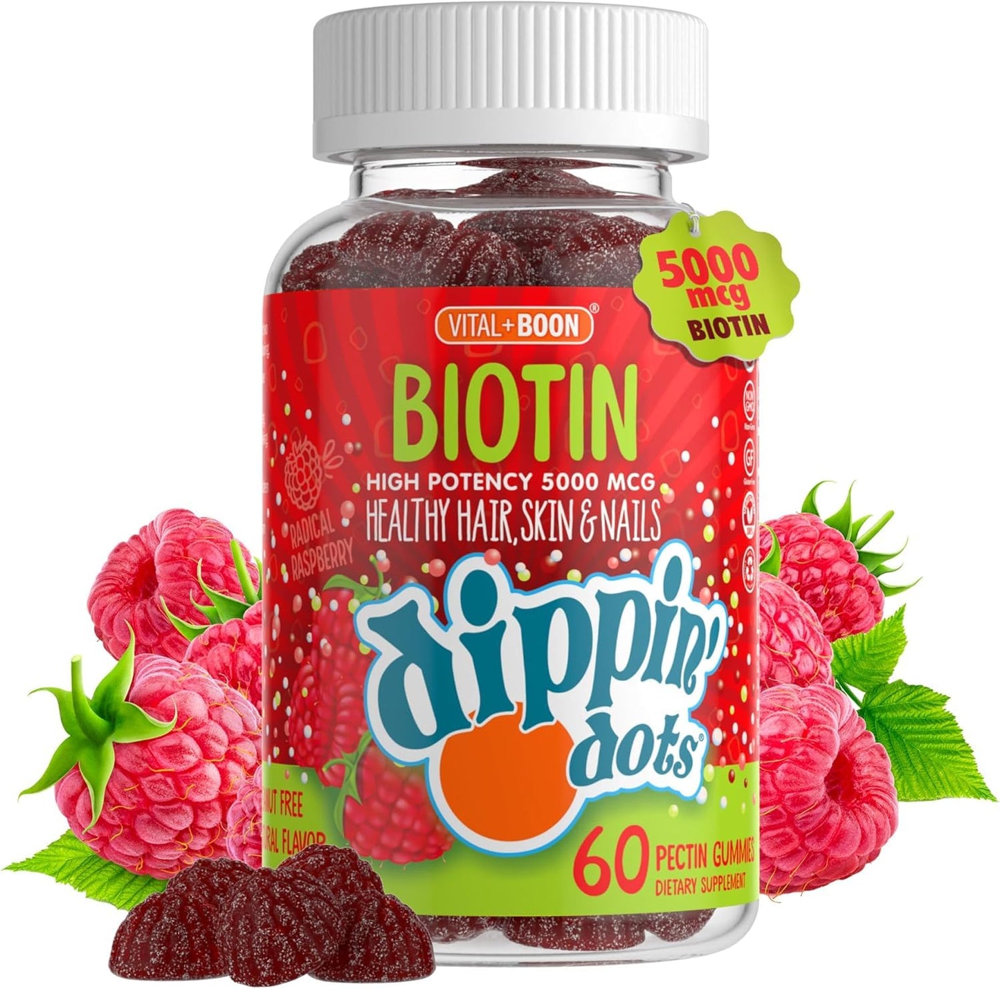 Vital+Boon Biotin Extra Strength 5000mcg Gummies, 60 Count