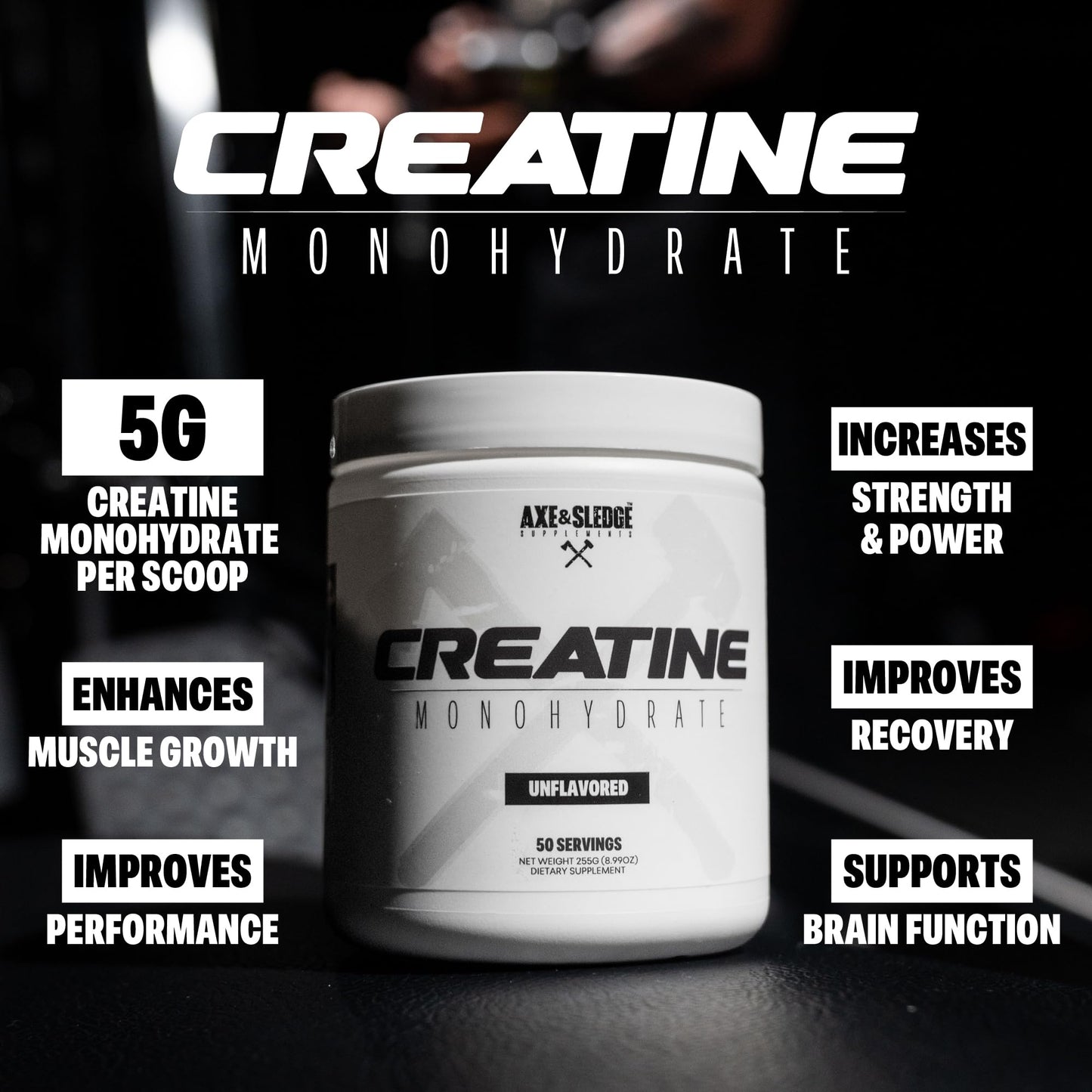 Axe & Sledge Basics Creatine Powder, 50 Servings