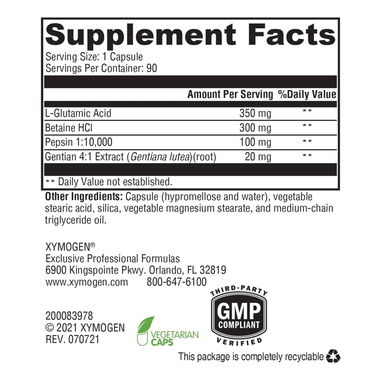 XYMOGEN GastrAcid Capsule 90 Count