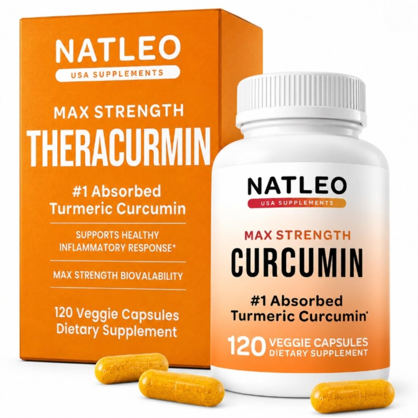 Natleo USA Supplements Theracurmin Turmeric Curcumin Supplement, Capsule, 120 Count