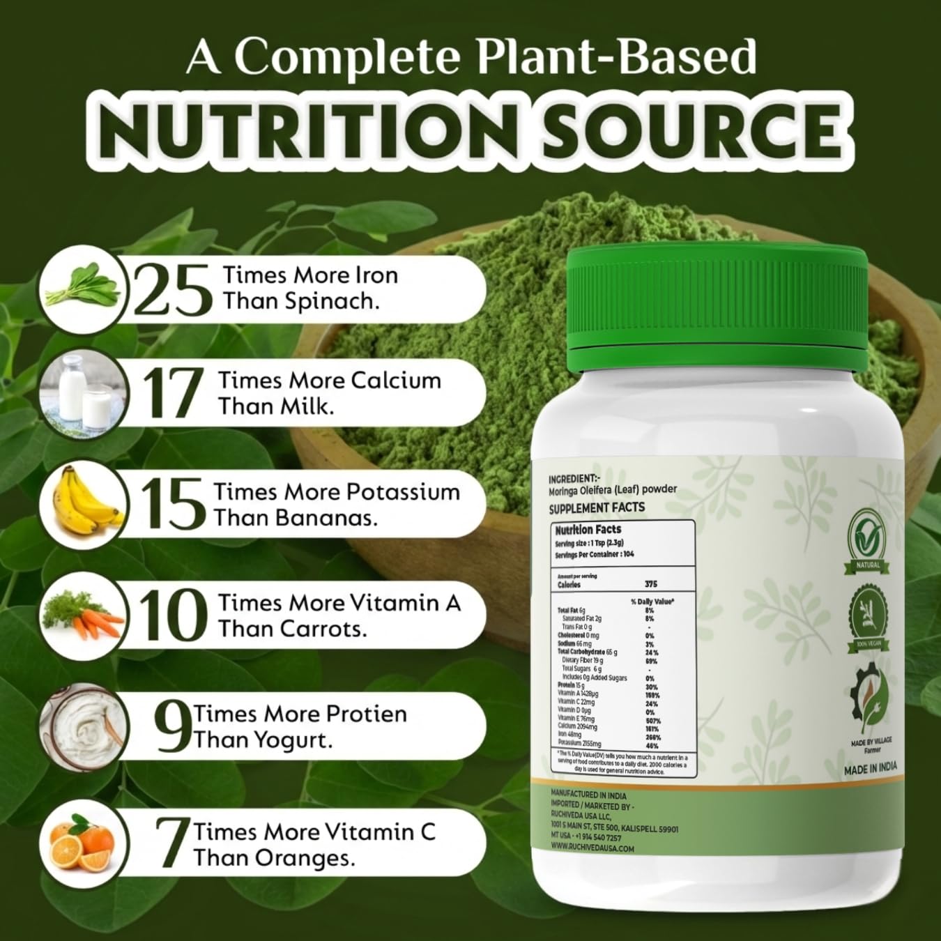 Ruchi Veda Moringa Leaf Powder 8.46 oz