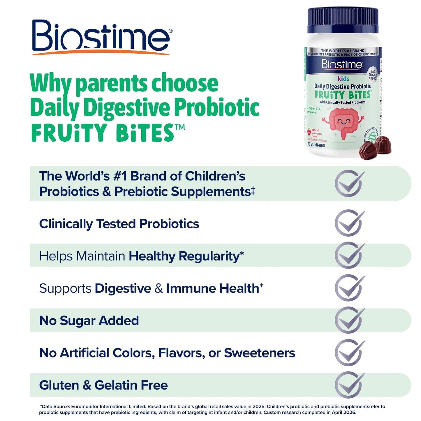 Biostime Kids Prebiotic & Probiotic Gummies 50 Count