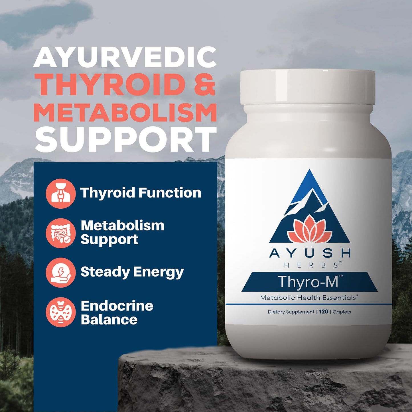 Ayush Herbs Thyro-M Thyroid Support for Women & Men Tablets, 120