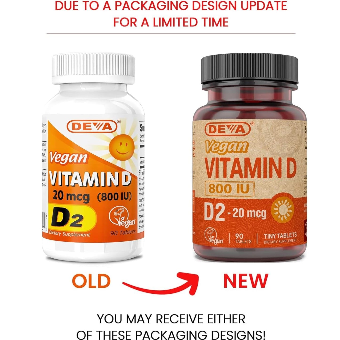 DEVA Vegan Vitamin D2 800 IU Ergocalciferol Tablet, 90-Count