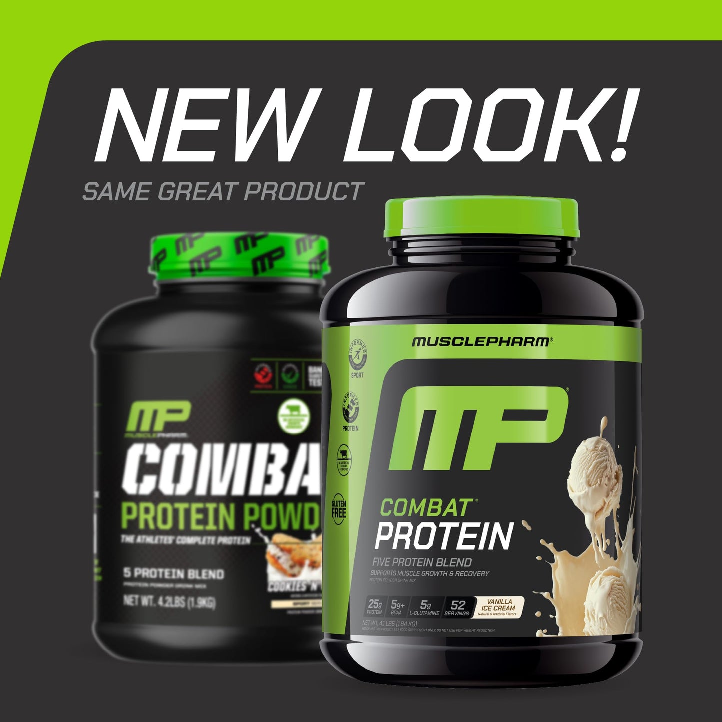 Muscle Pharm Combat Protein Powder Vanilla Flavor, 4 lb, 52 Servings