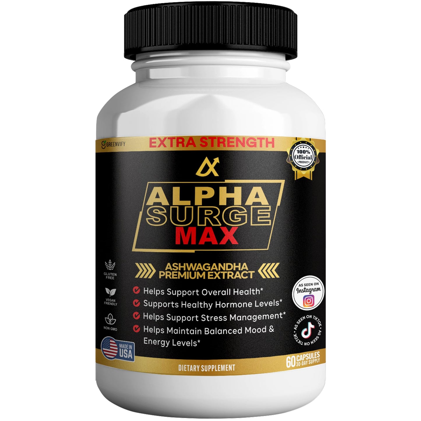 GREENVIFY Alpha Surge Max Ashwagandha Capsule, 60 Count