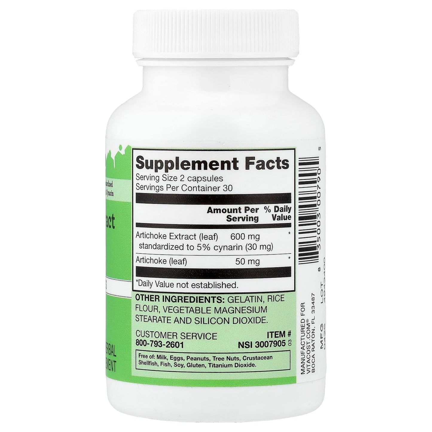 Vitacost Artichoke Extract 60 Capsules