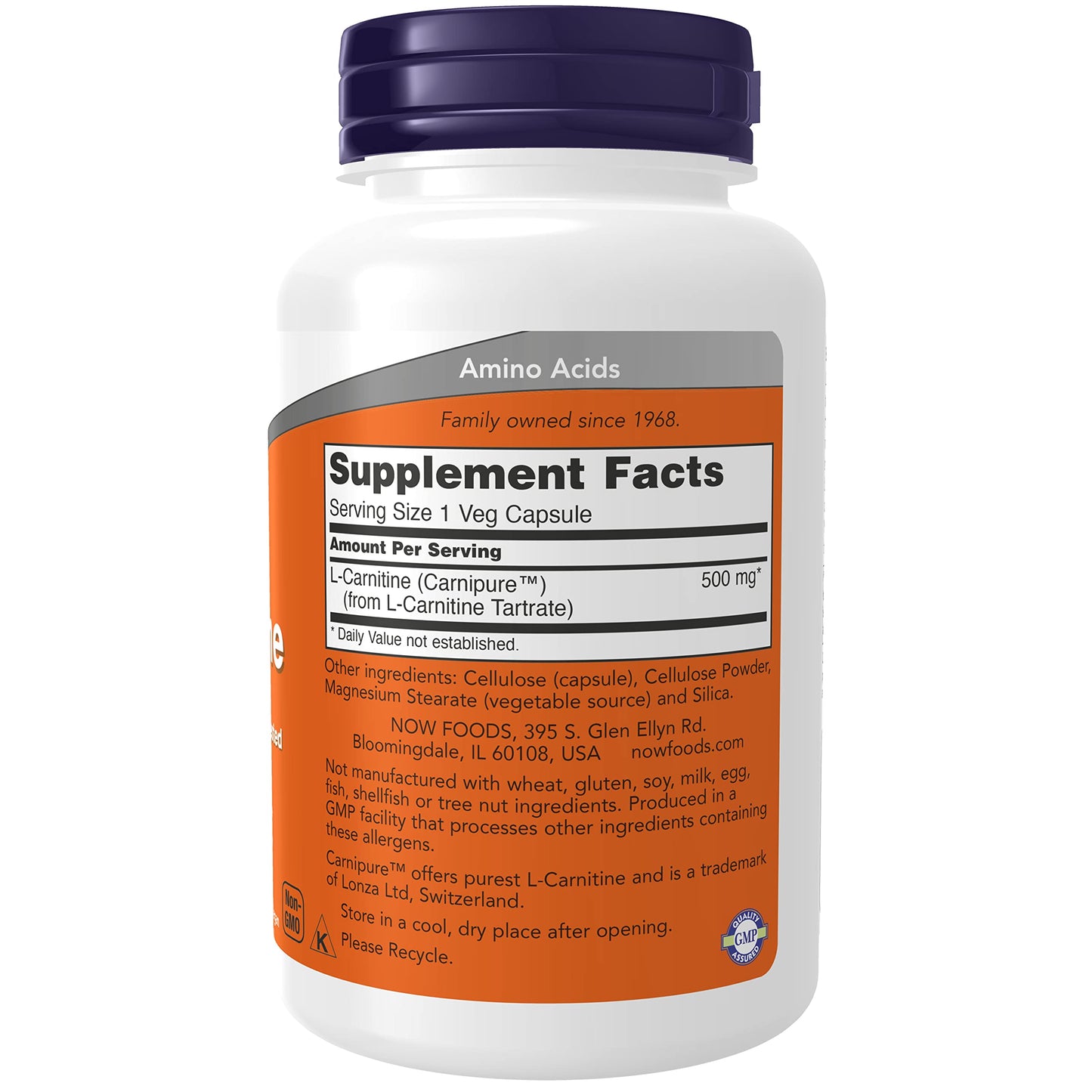 NOW Foods L-Carnitine 500 mg Capsules, 180 Count