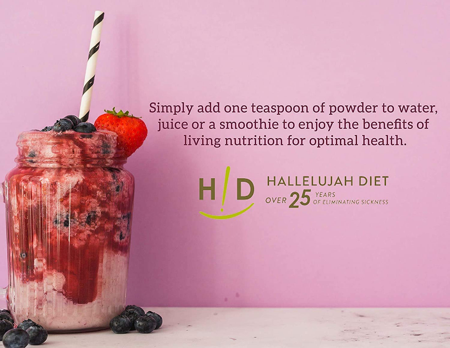THE HALLELUJAH DIET Hallelujah Diet Organic BarleyMax Powder, Barley and Alfalfa Green Juice Berry Flavor, 8.5 Ounces