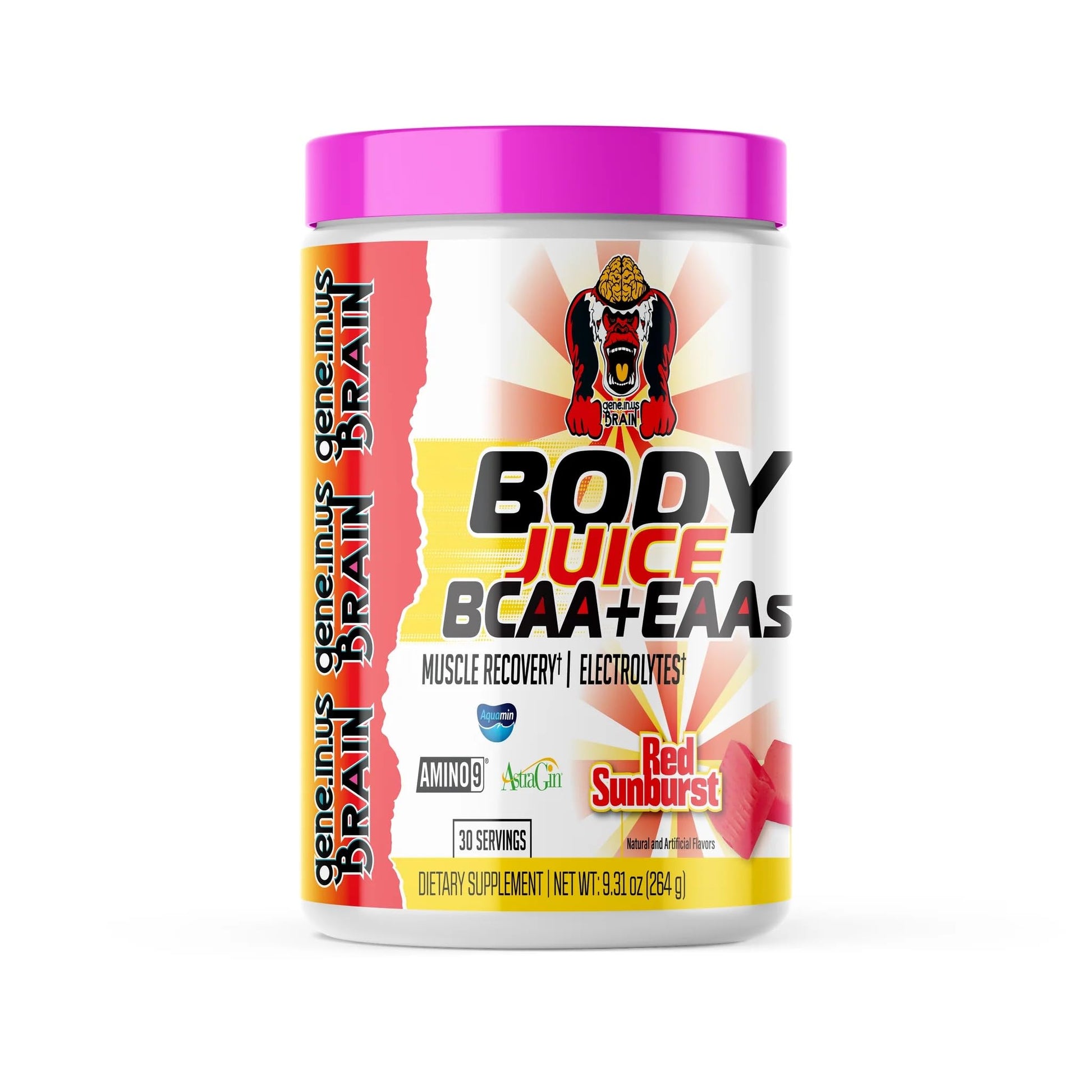 gene.in.us Brain Body Juice BCAAs and EAAs, Red Sunburst Powder, 1 Ounce