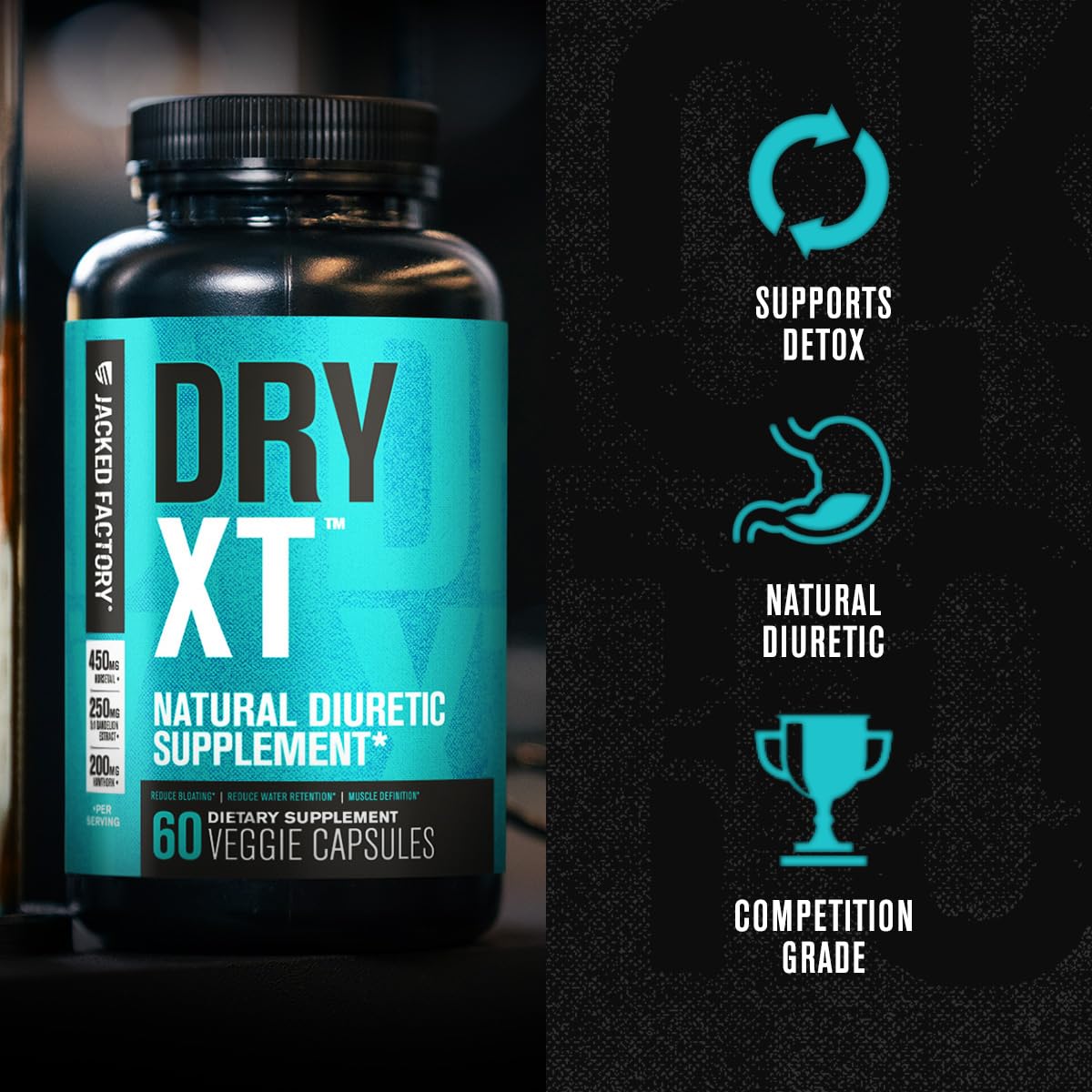 Jacked Factory Dry-XT Diuretic Water Pills Capsules 120 Count