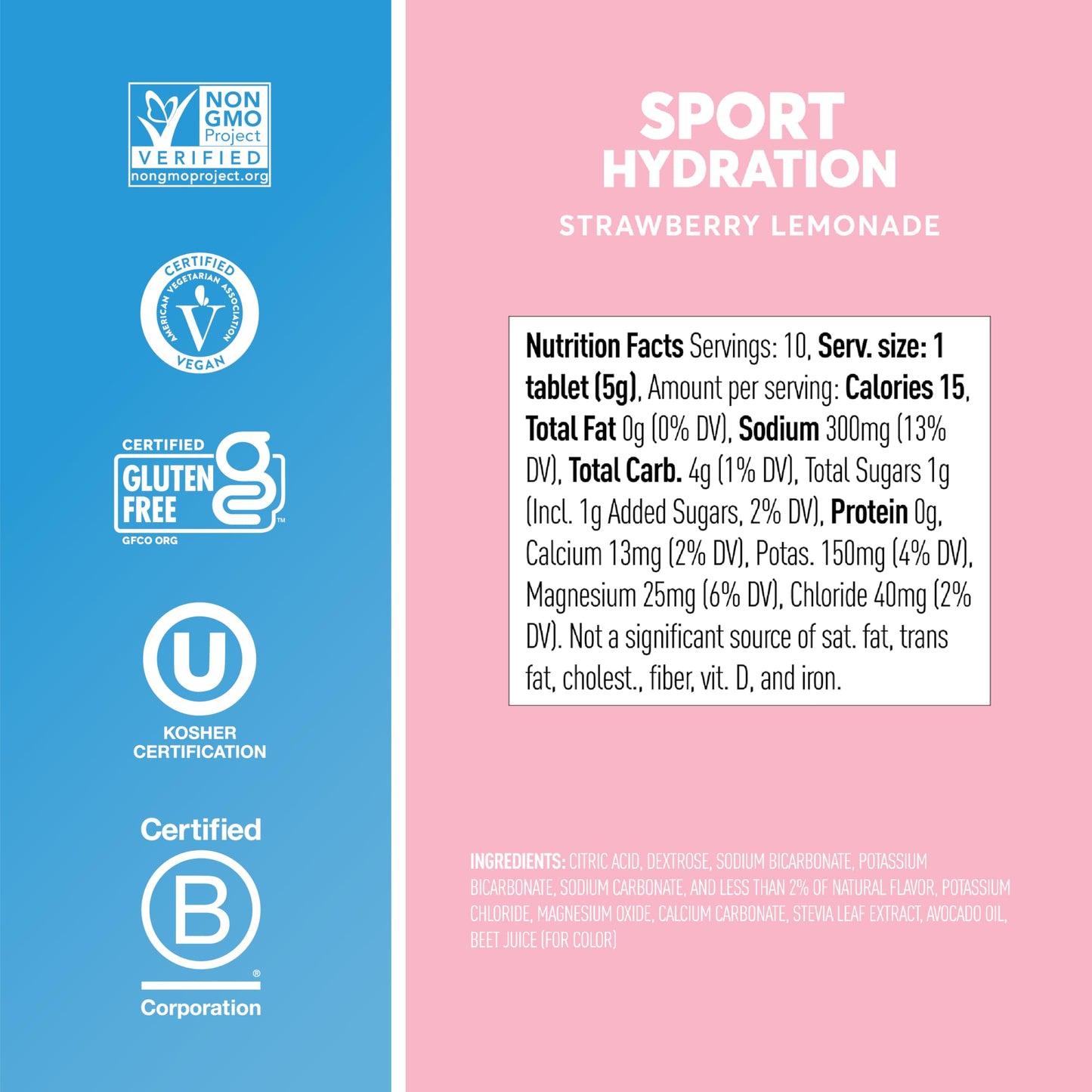 Nuun Sport Electrolyte Tablets with Magnesium, Calcium, Potassium, Chloride & Sodium, Strawberry Lemonade, 40 Tablets