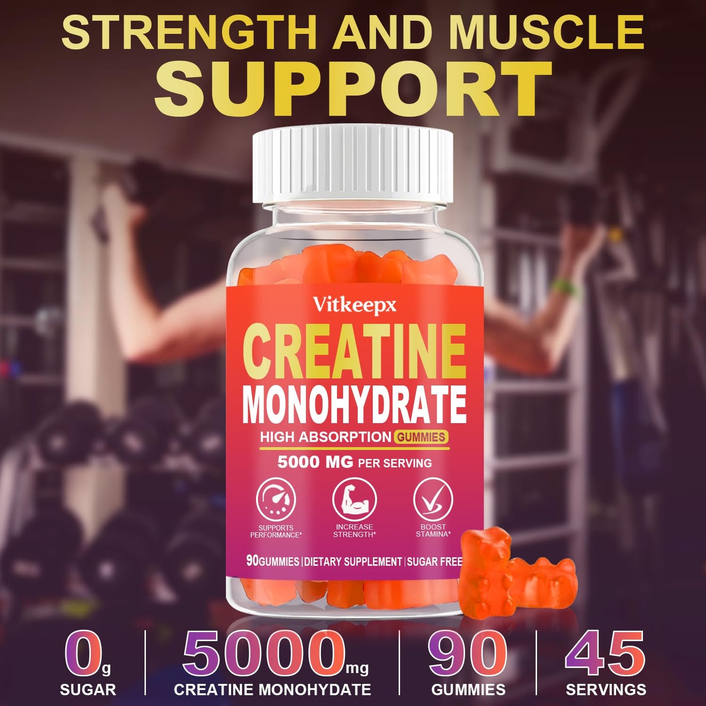 Vitkeepx Creatine Monohydrate Gummies 90 Count