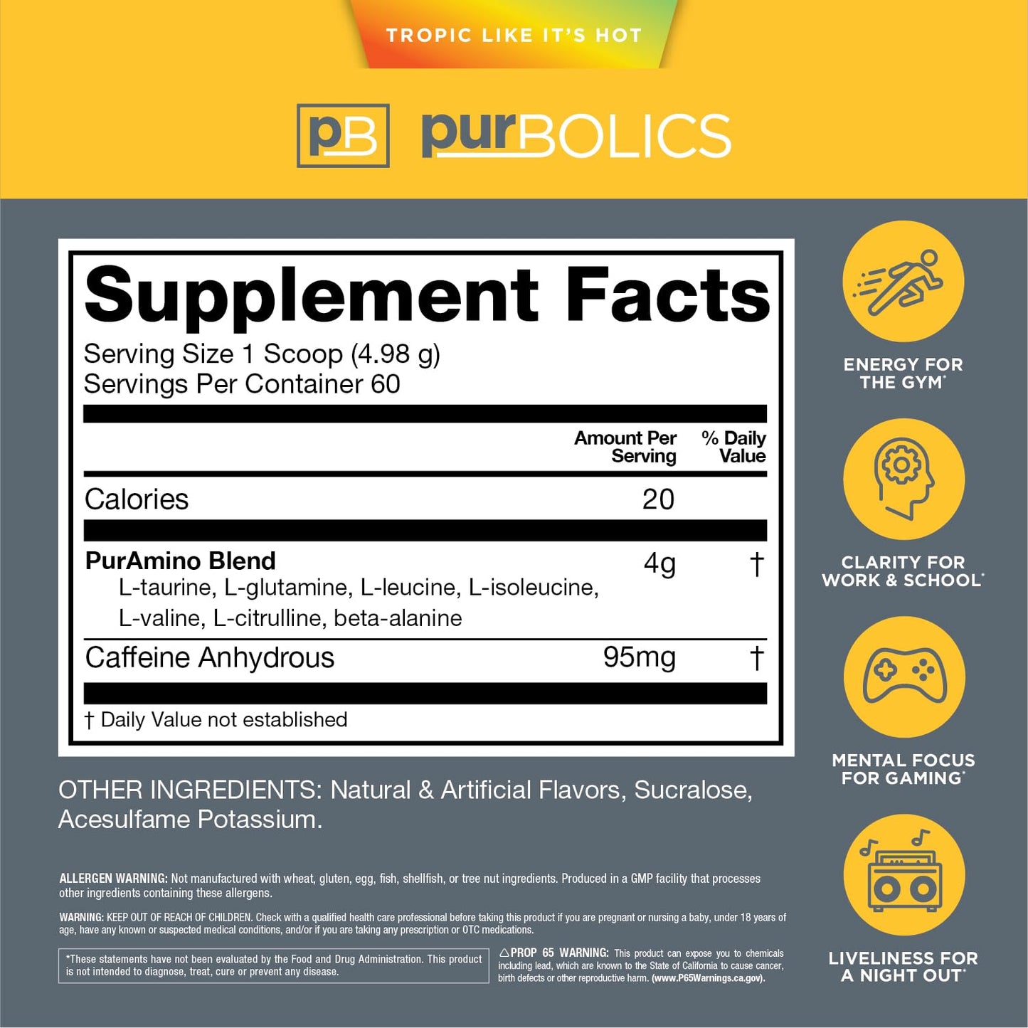 Purbolics Aminos + Energy Powder 10 oz