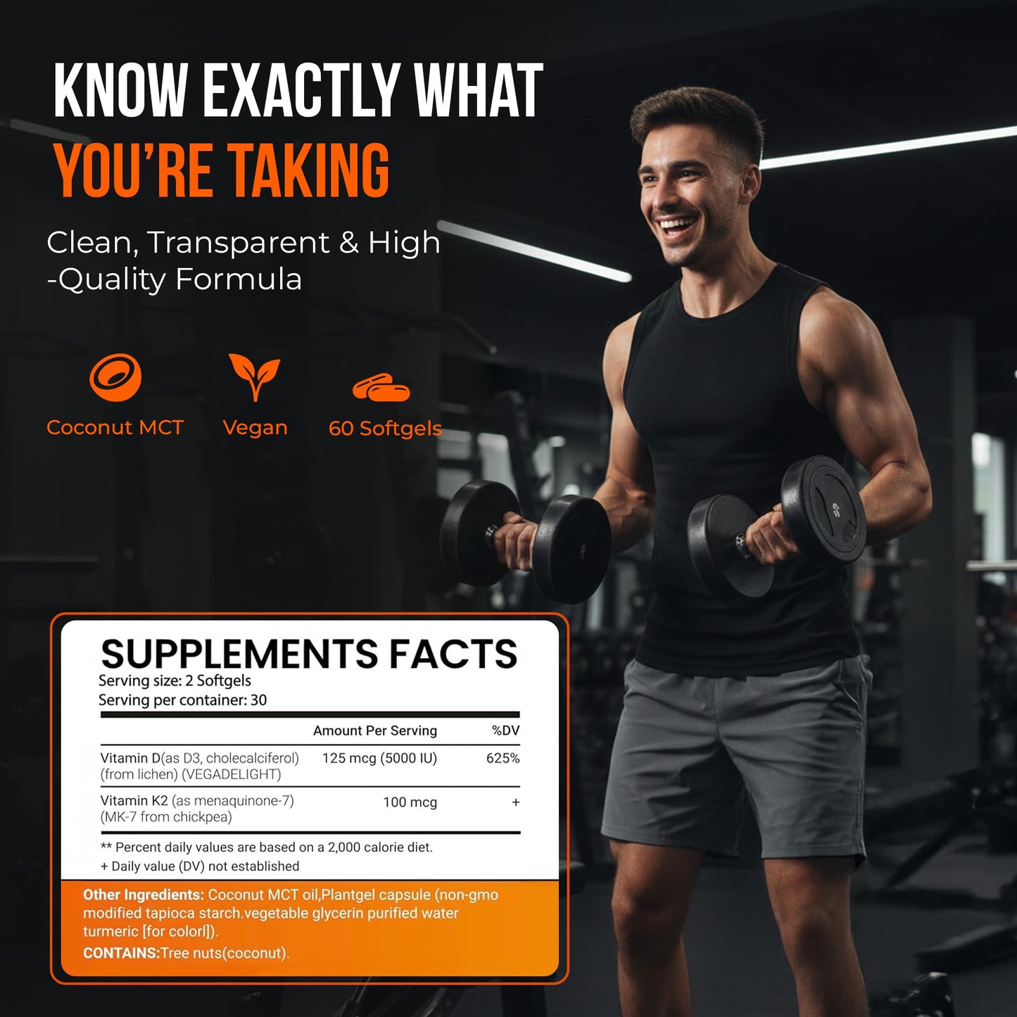 NutriTorch Vitamin D3 + K2 Plant-Based Supplement Softgels, 60 Count