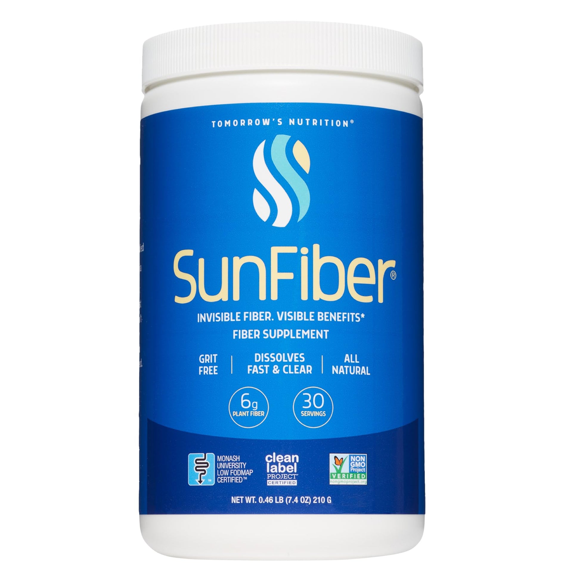 Tomorrow's Nutrition Sunfiber Prebiotic Fiber Supplement for Digestive Health Powder 7.36 Ounces