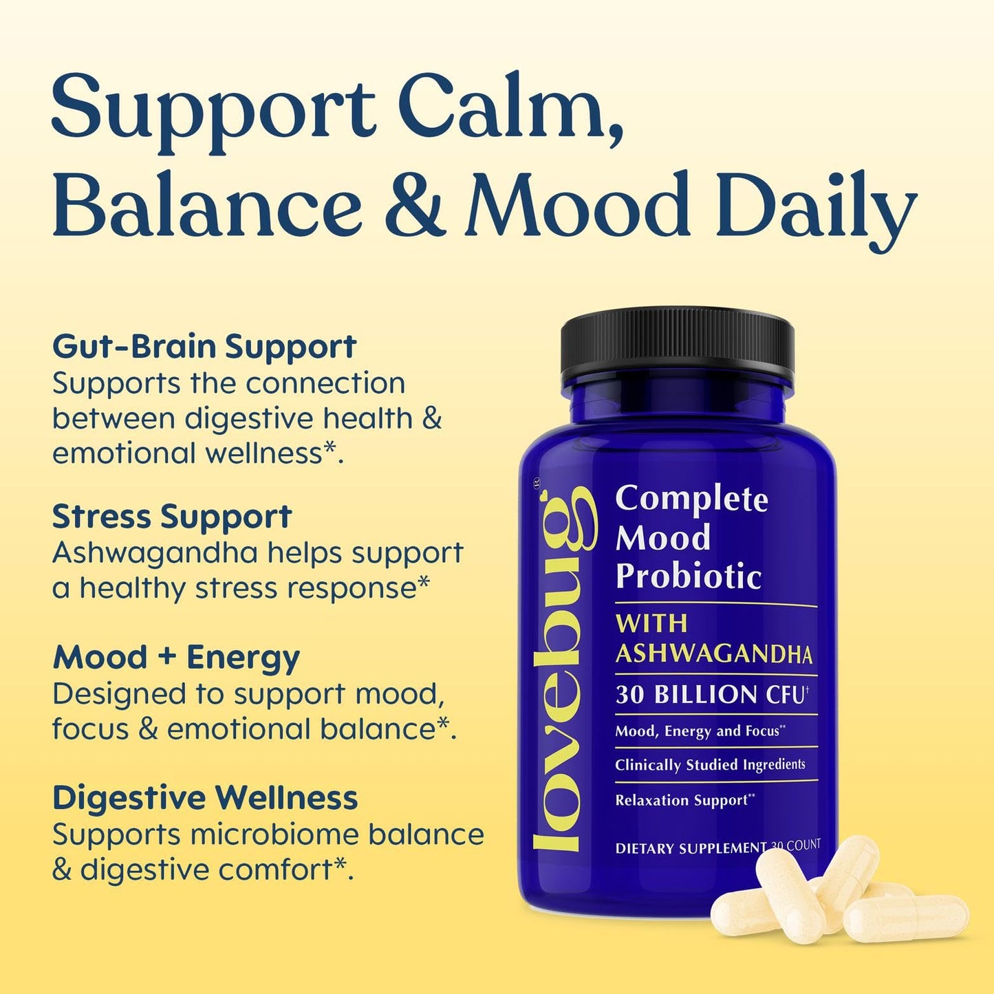 LOVEBUG Complete Mood Probiotic Capsule 30 Count