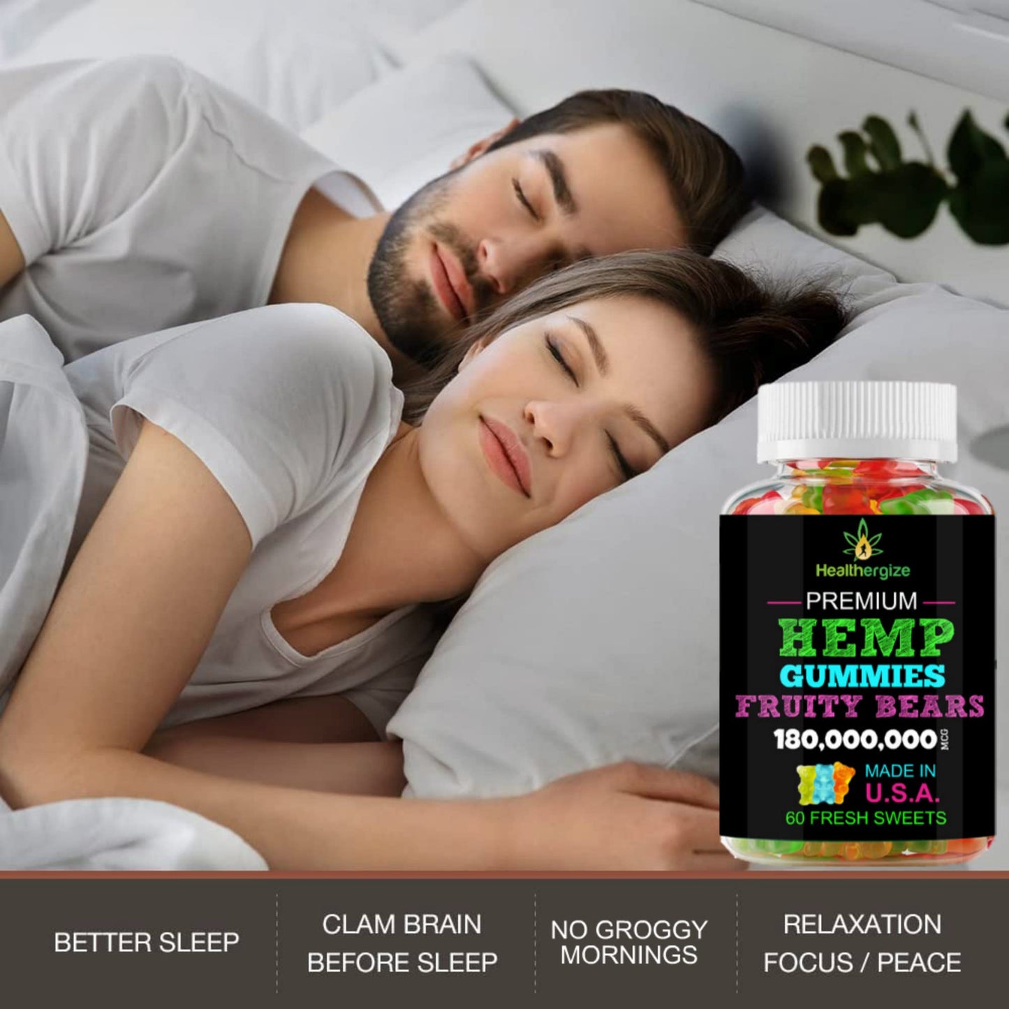 Healthergize Hemp Gummies, 120 Gummies