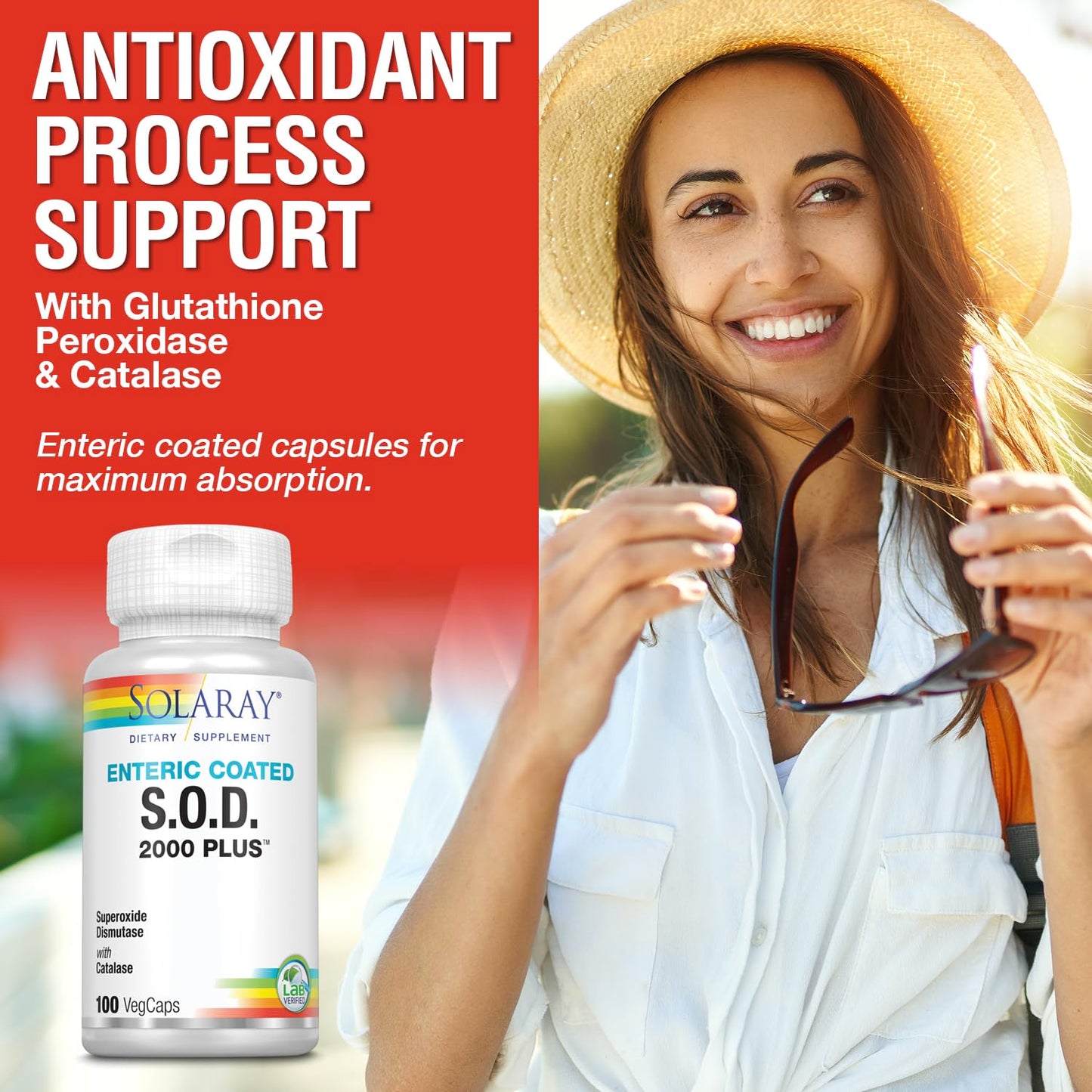Solaray S.O.D. 2000 Plus Superoxide Dismutase (SOD) and Catalase Antioxidant Supplement Capsule, 100 Count