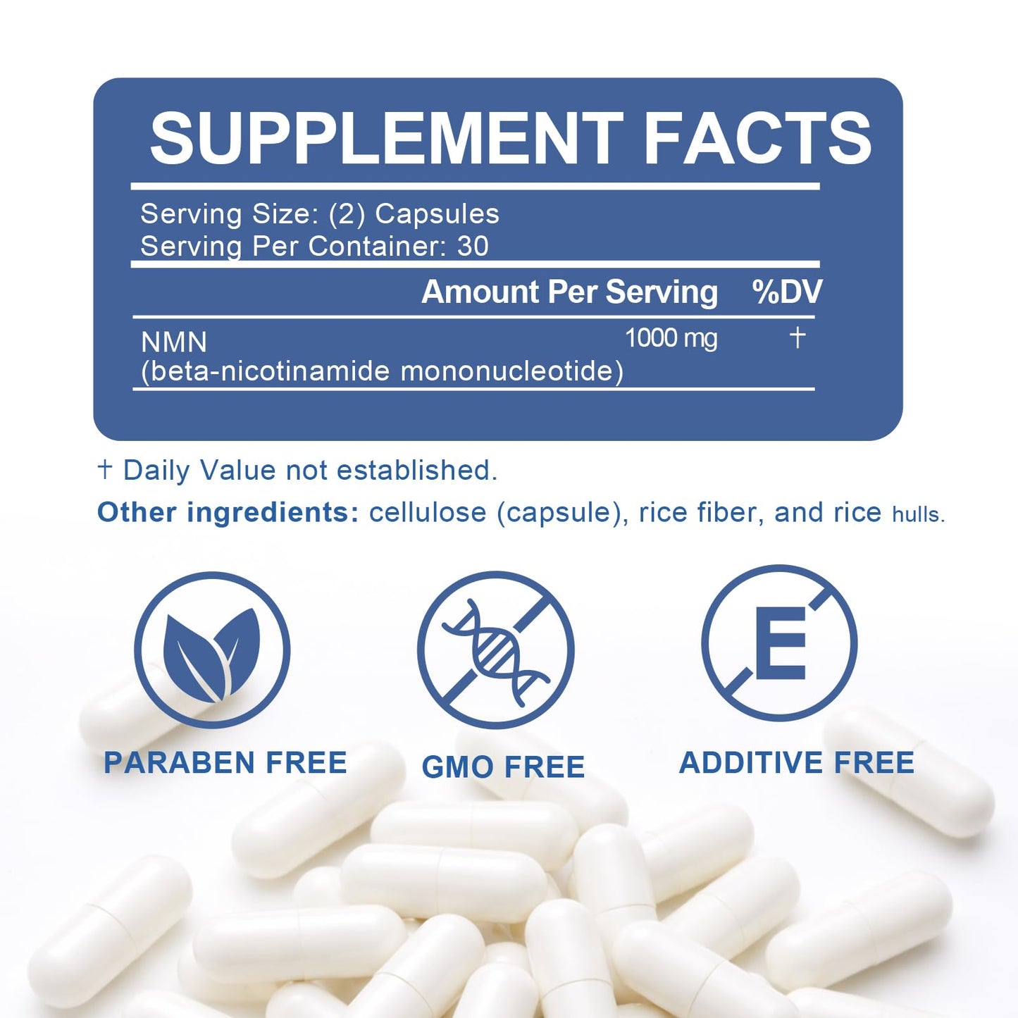 ooioo NMN Supplement 1000mg Pure Organic NMNH Alternative, Supports Cellular Energy, NAD+ Levels & Healthy Aging, NAD+ Supplements for Women & Men, Nicotinamide Mononucleotide, Gluten Free, 60 Capsules