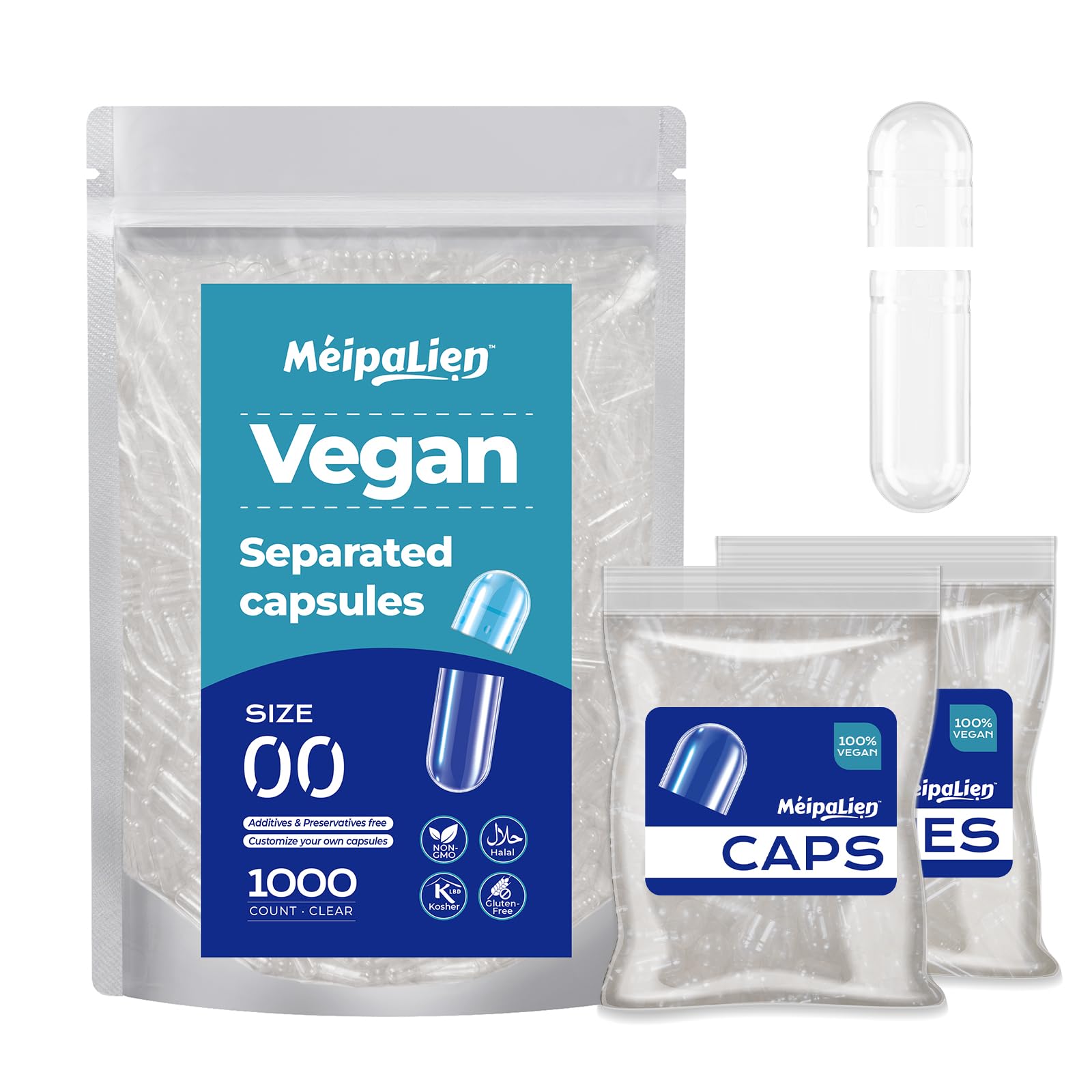 MéipaLien Vegan Separated Empty Veggie Capsules, 1000 Count