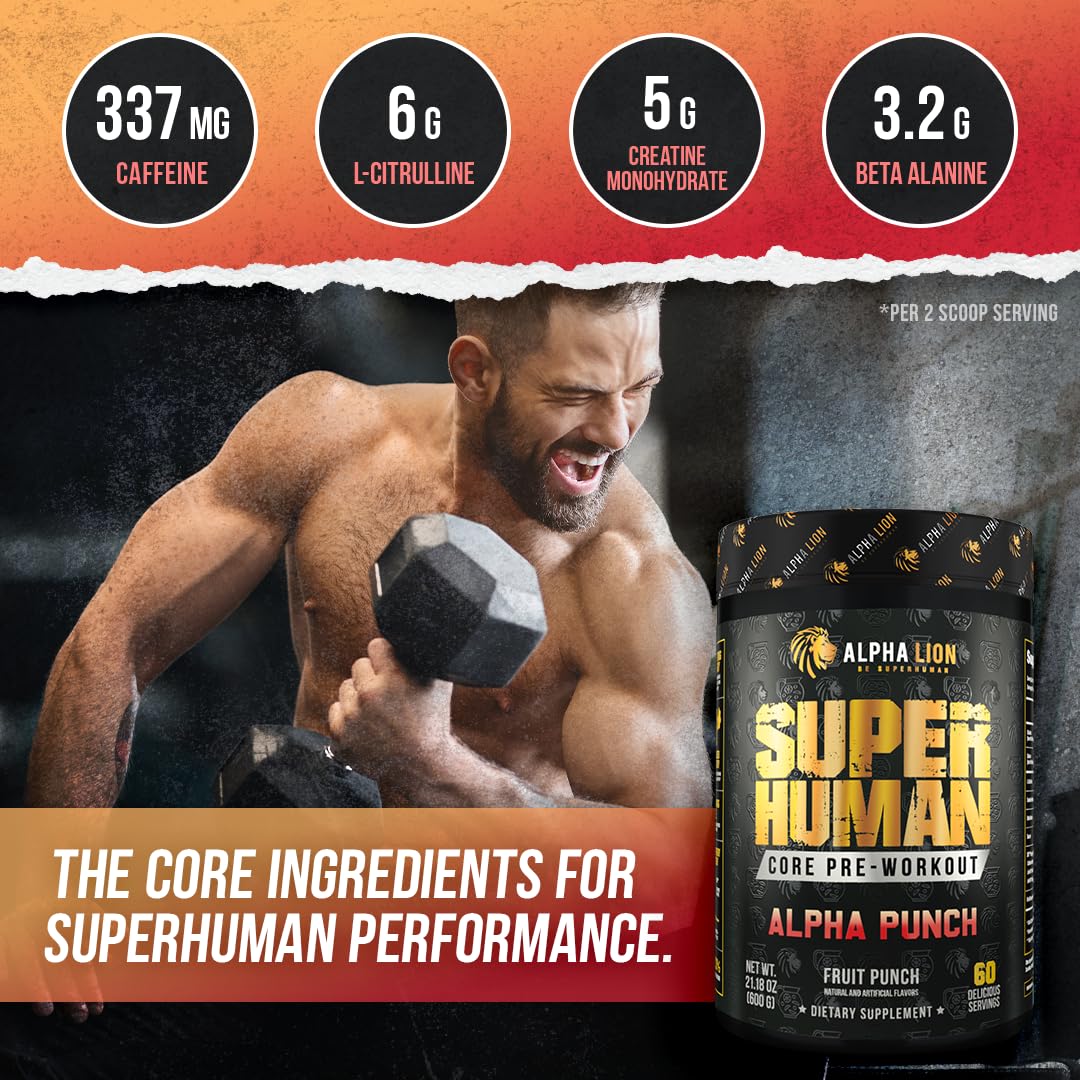 ALPHA LION Core Pre Workout Powder with Creatine 60 Servings