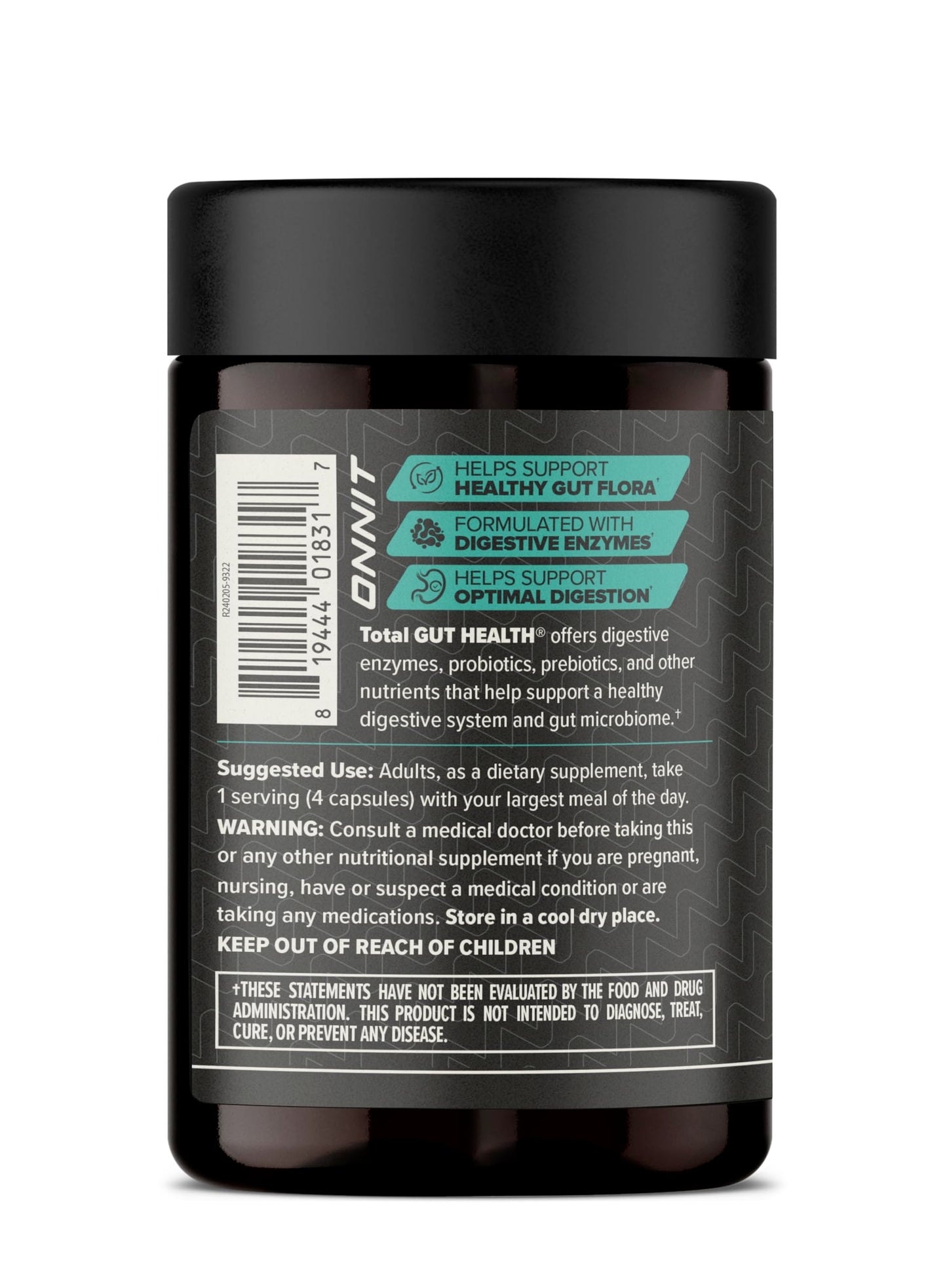 ONNIT Total Gut Health Daily Digestive Support Capsules 120