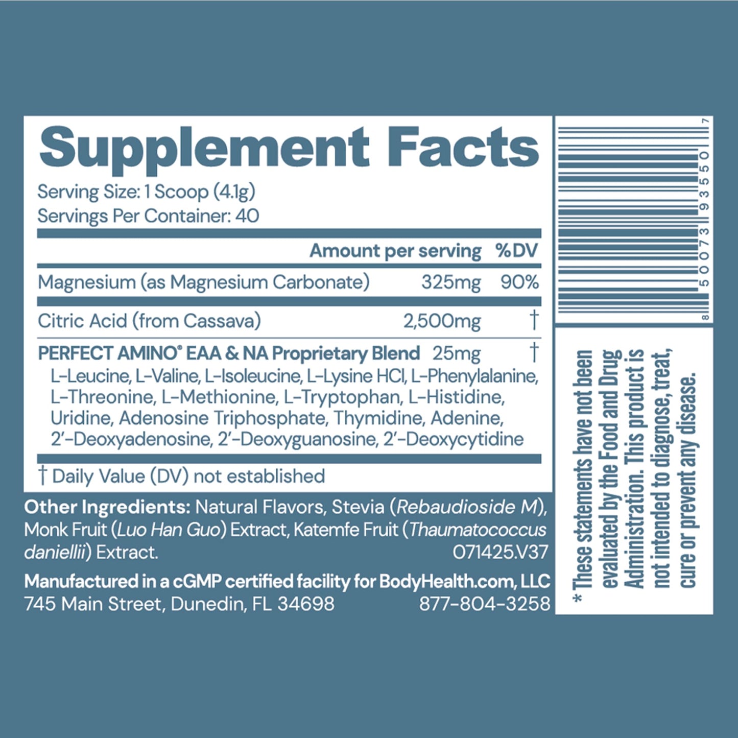 BodyHealth Body Calm Enhanced with PerfectAmino High Absorption Magnesium Supplement Powder, Berry Lemon, 5.78 oz