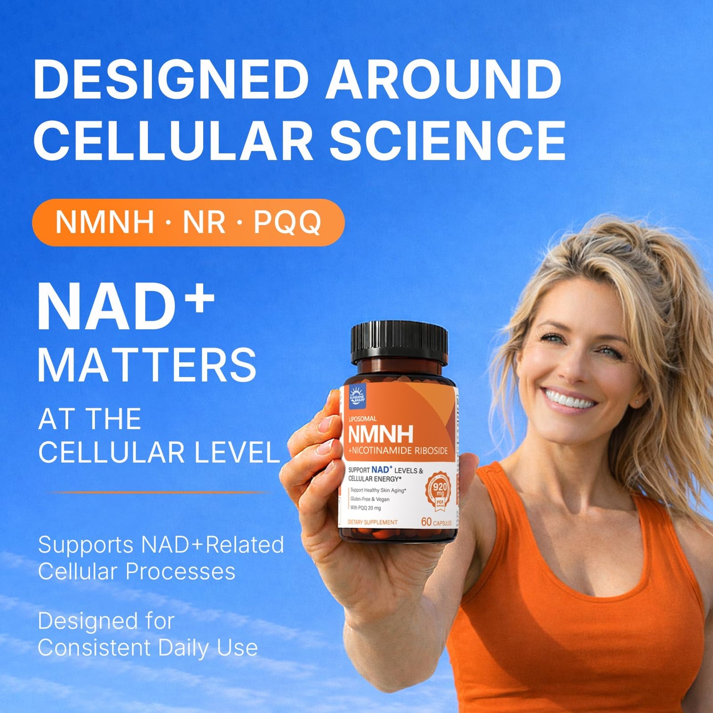 Sunshine & Rain Liposomal NMNH NR PQQ NAD⁺ Support Capsules, 180 Capsules