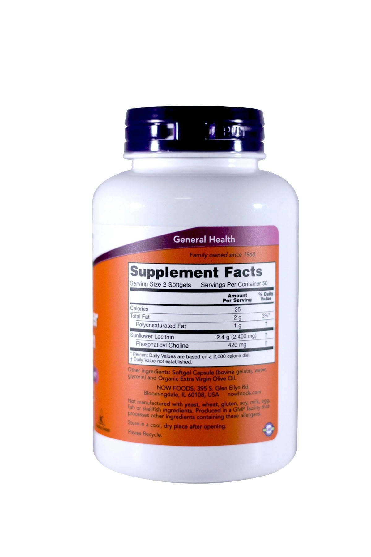 NOW Foods Sunflower Lecithin Softgel 200 Softgels