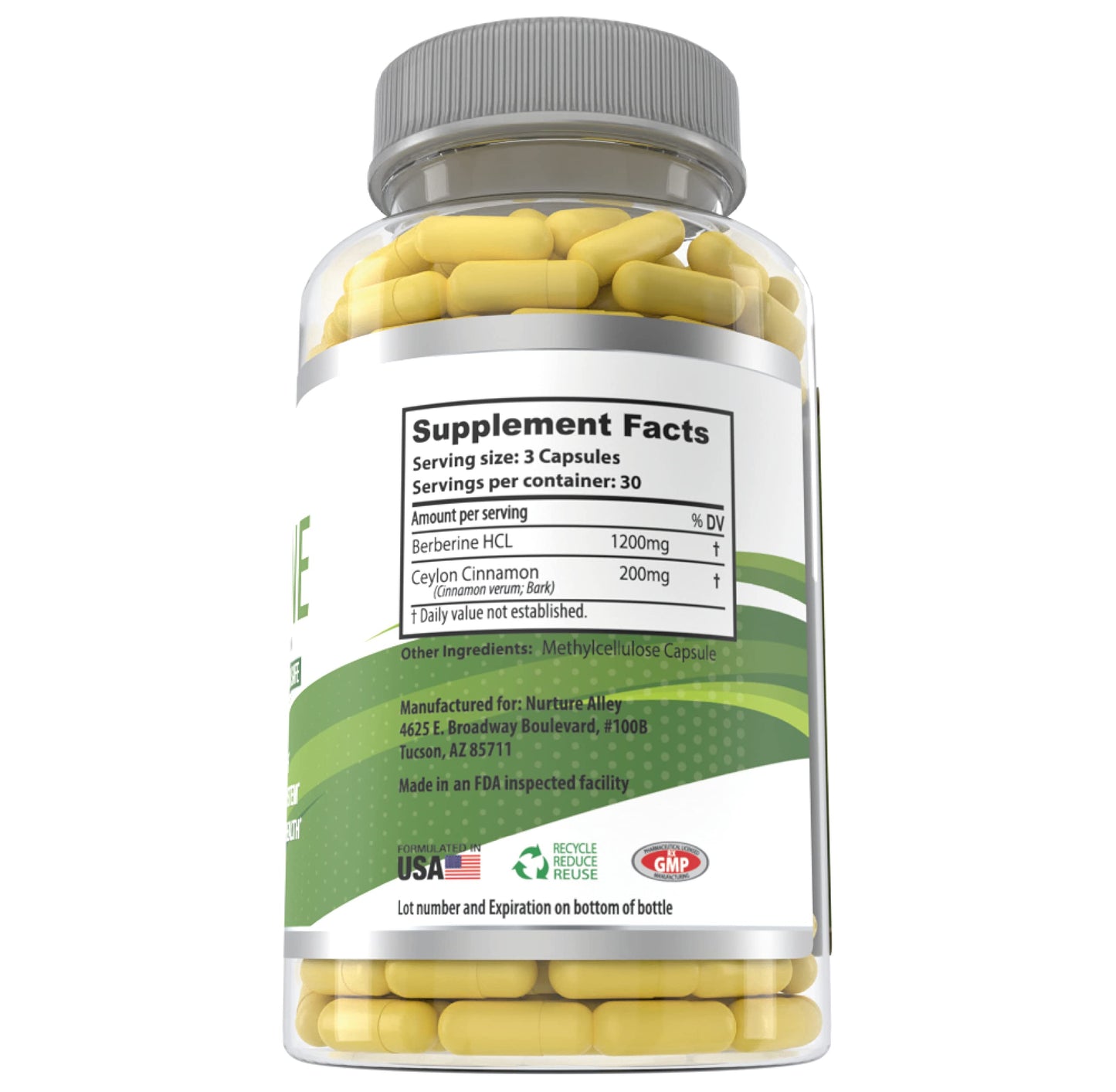 Nurture Alley Berberine Complex with Cinnamon, 90 Veggie Capsules